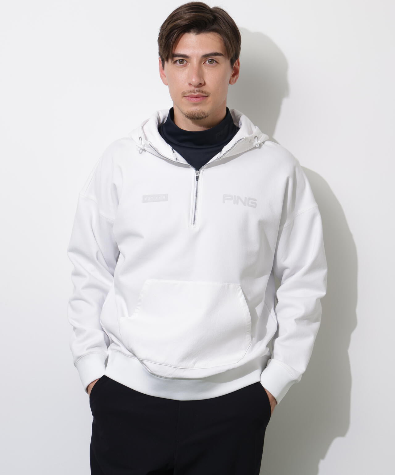 【PING APPAREL】全方向ストレッチ接結裏メッシュハーフジップスウェットフーディ ＜PERFORMANCE＞ (MENS)