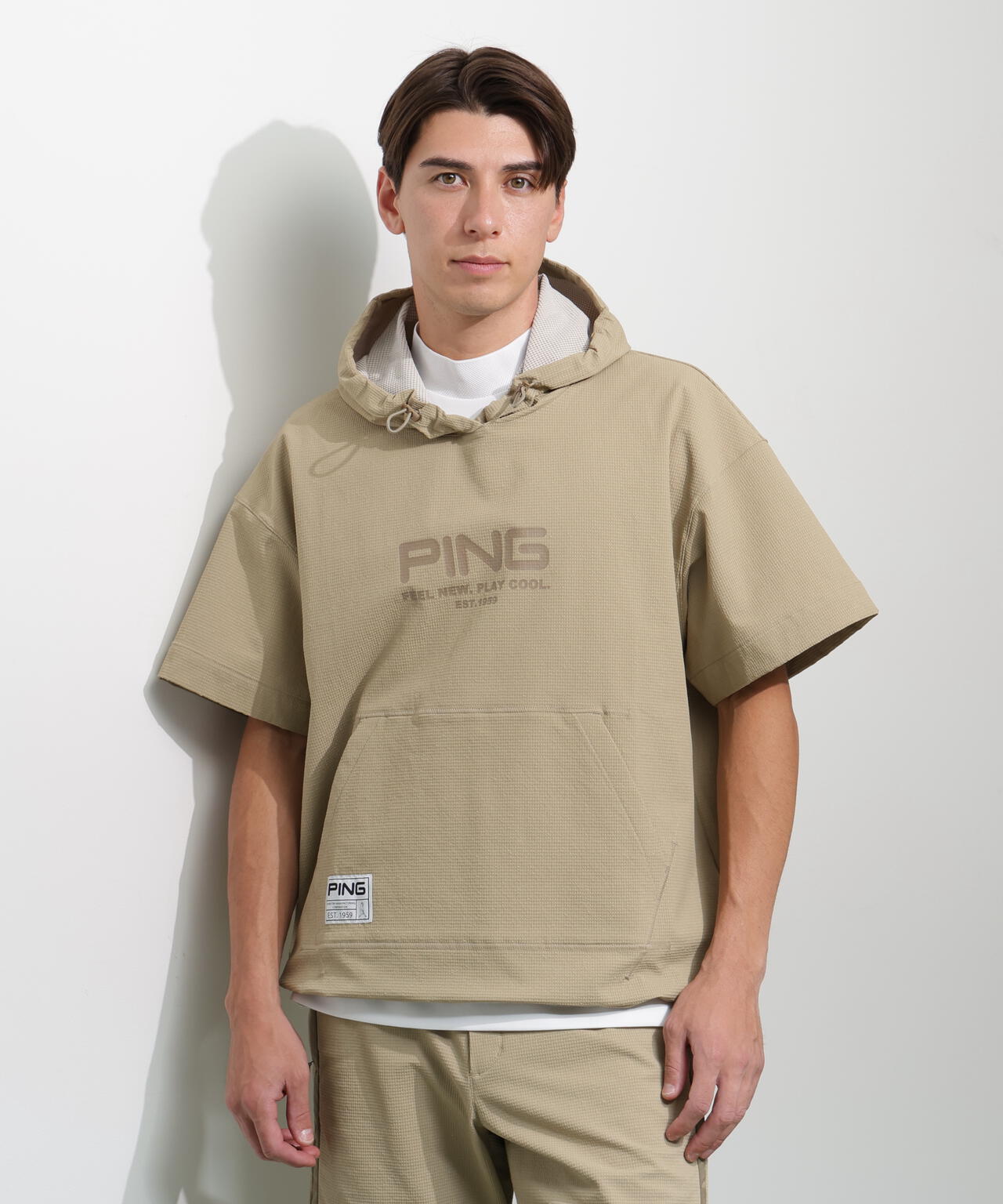 【PING APPAREL】半袖フーディプルオーバー ＜GOLD＞ (MENS)