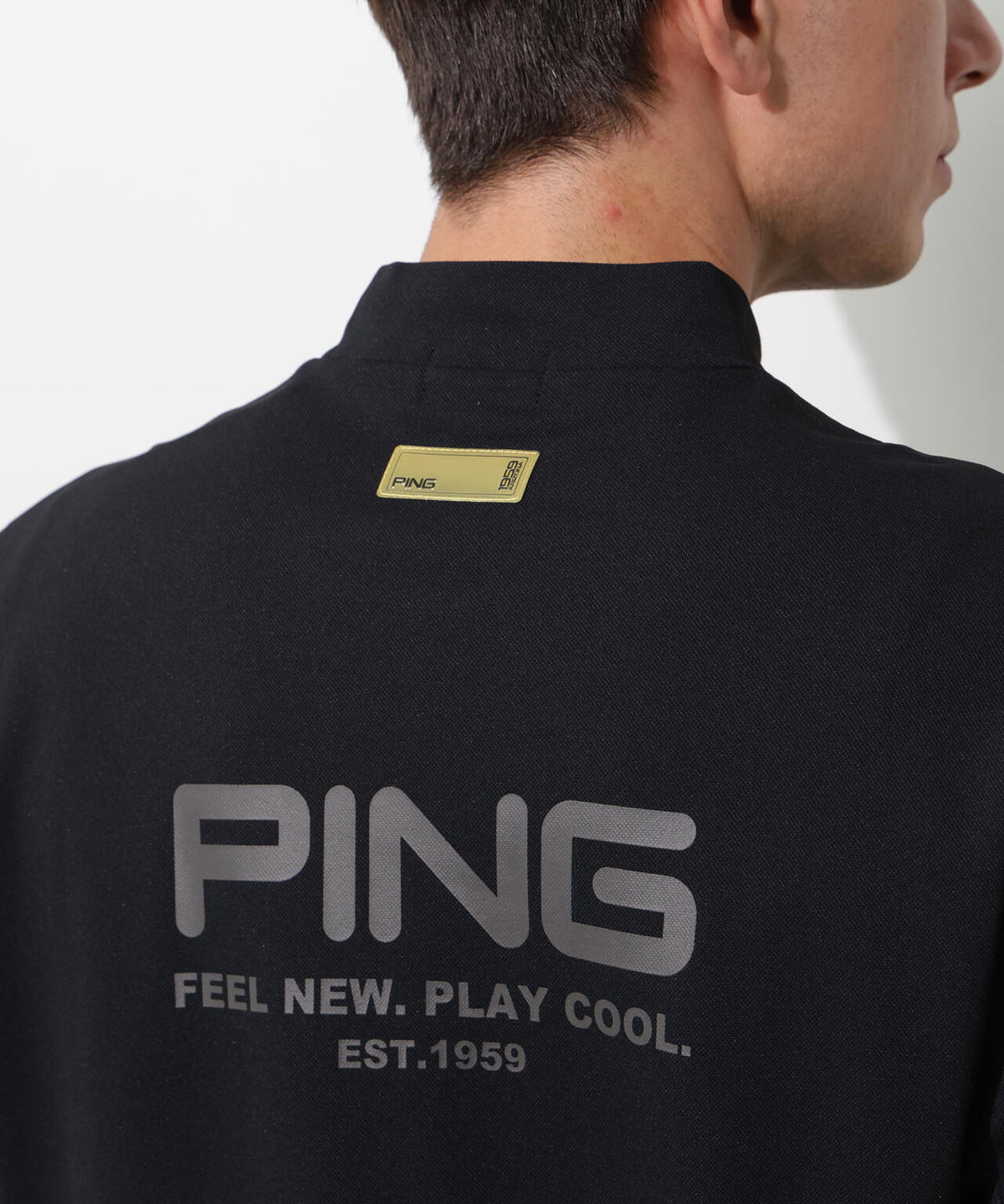 ［PING APPAREL］［UVカット・吸水速乾］レイブロック半袖ハイネックカットソー ＜GOLD＞ (MENS)