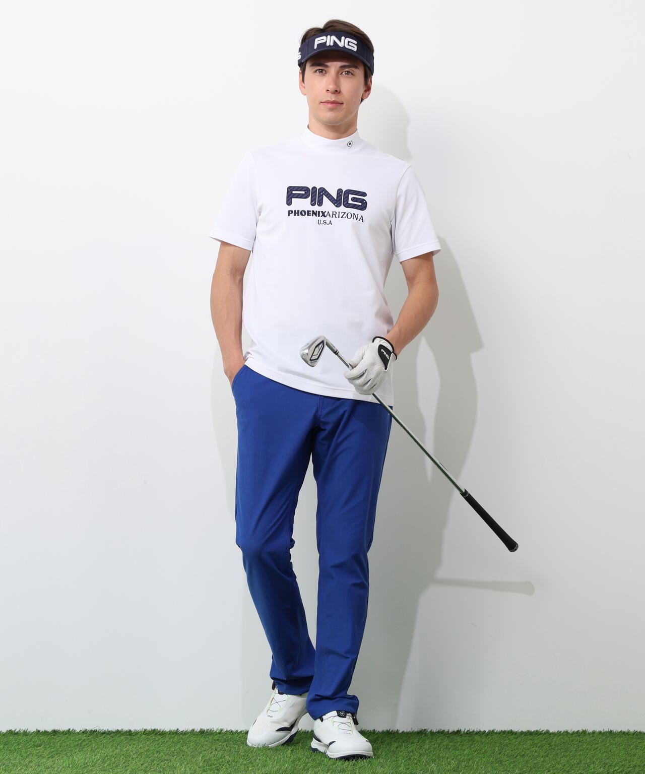 【PING APPAREL】アップリケ半袖ハイネックシャツ ＜NATIVE＞ (MENS)