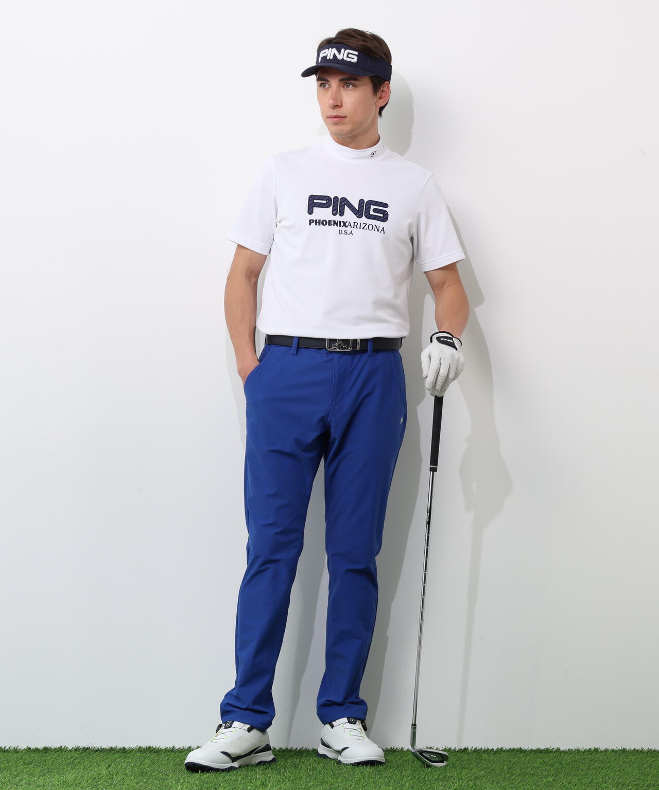 【PING APPAREL】アップリケ半袖ハイネックシャツ ＜NATIVE＞ (MENS)