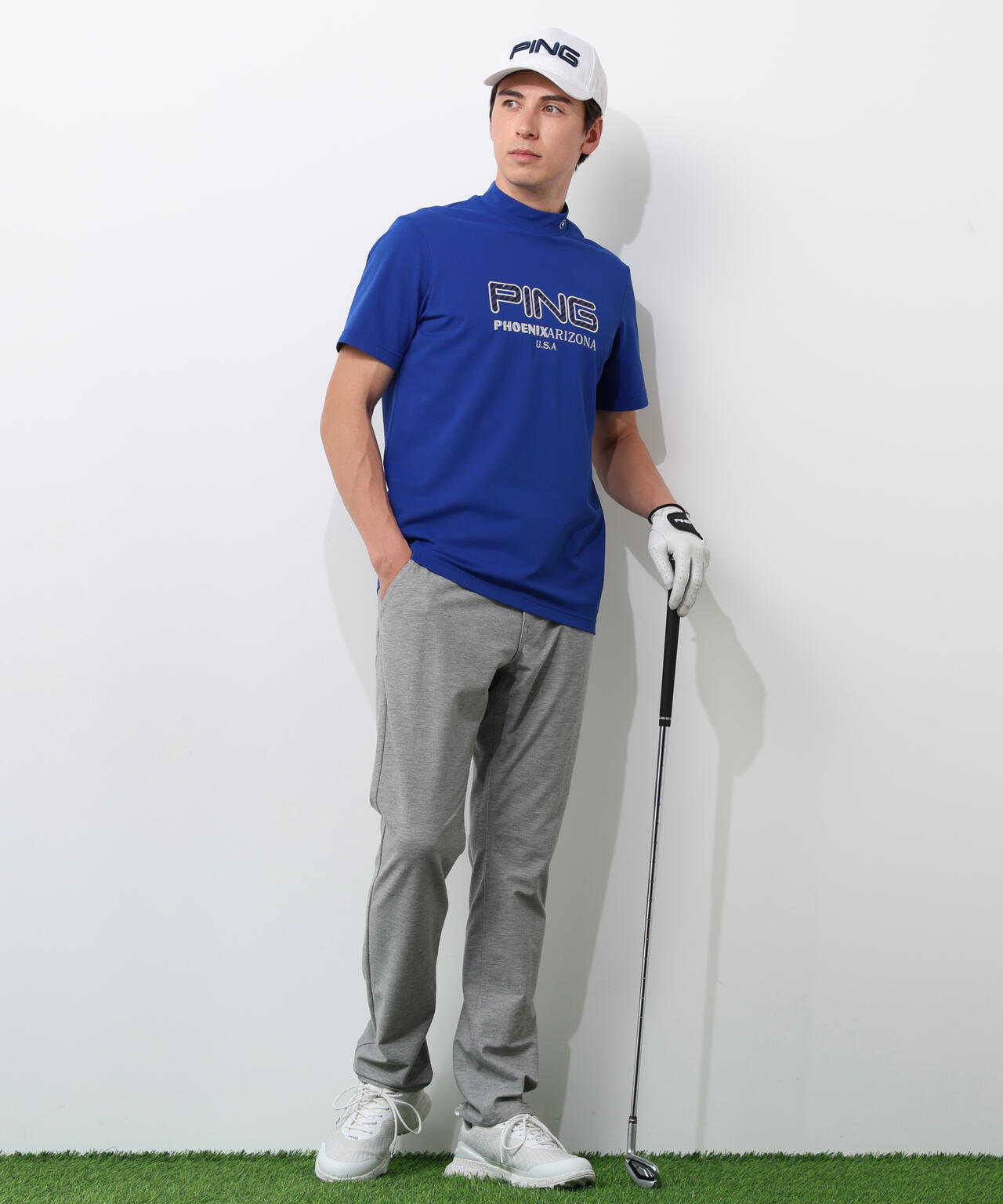 【PING APPAREL】アップリケ半袖ハイネックシャツ ＜NATIVE＞ (MENS)