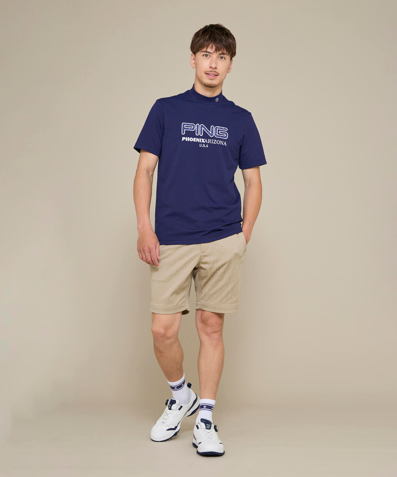 【PING APPAREL】アップリケ半袖ハイネックシャツ ＜NATIVE＞ (MENS)