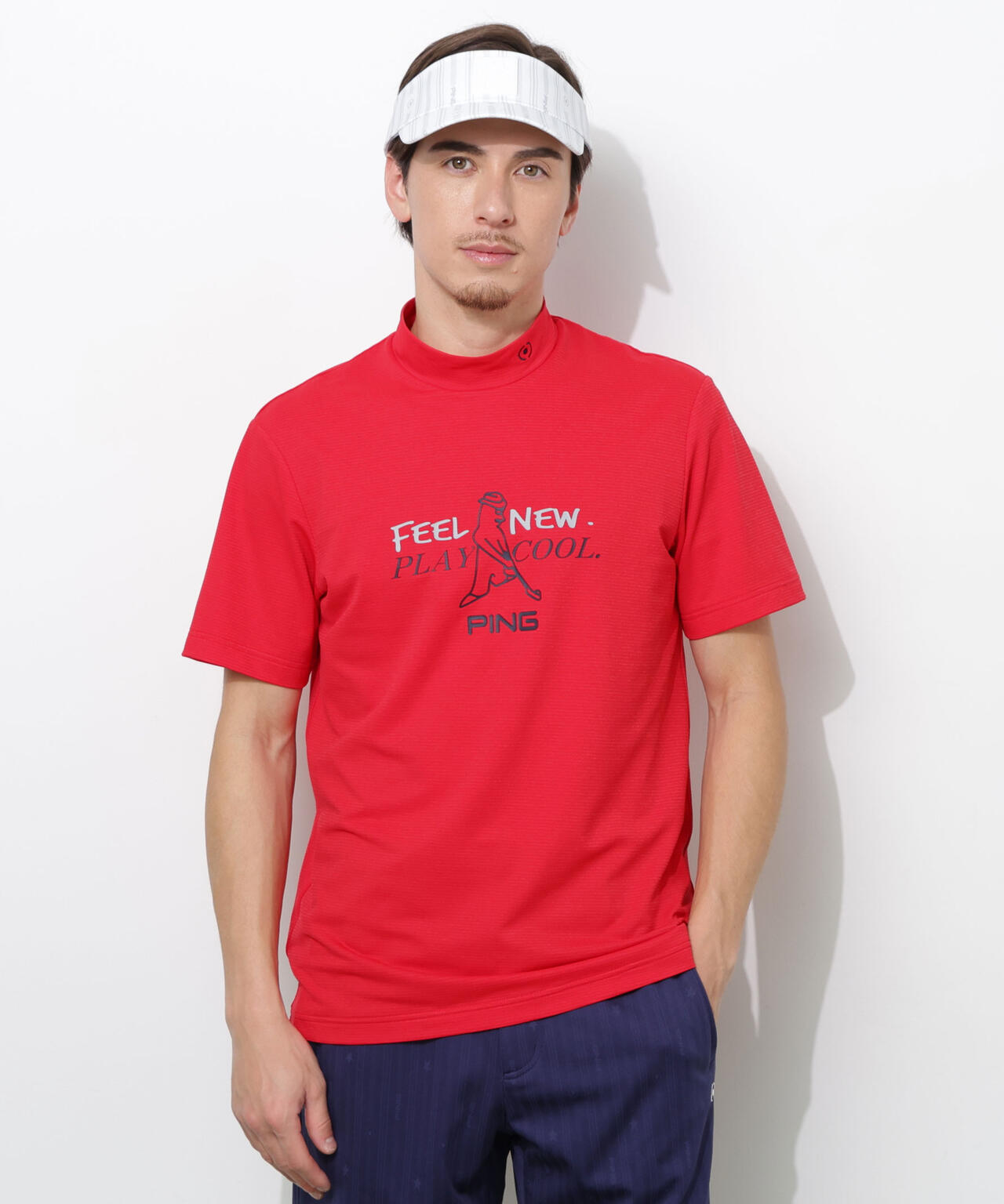 【PING APPAREL】SNAPTEXカノコインレーMr.PINGプリント半袖ハイネックカットソー ＜NATIVE＞ (MENS)