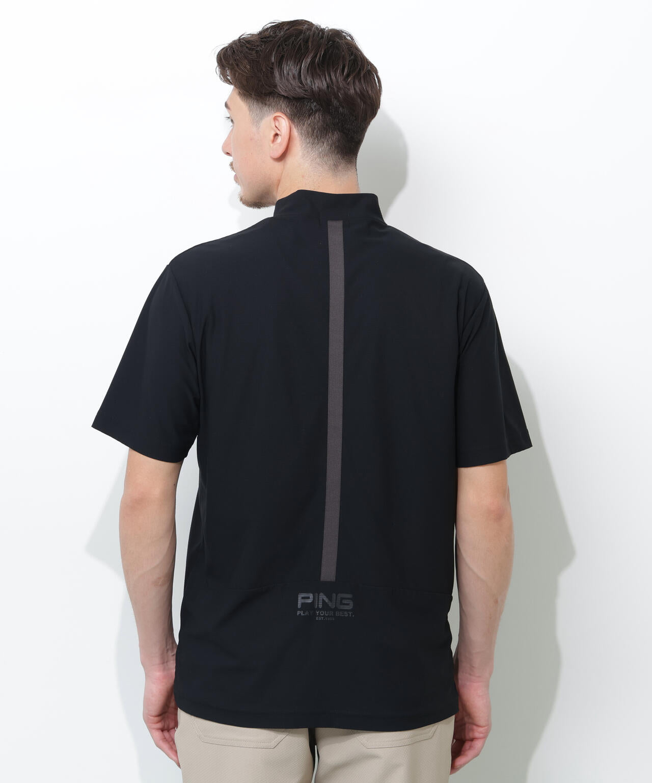 【PING APPAREL】シングルメッシュ レイブロック半袖ハイネックシャツ ＜PERFORMANCE＞ (MENS)