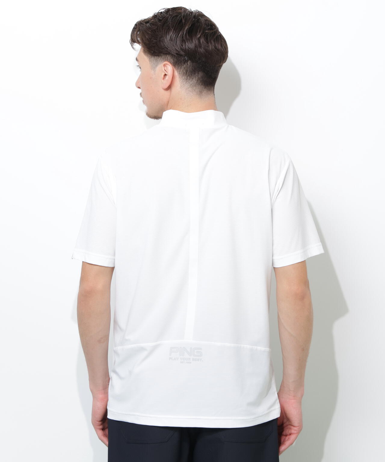 【PING APPAREL】シングルメッシュ レイブロック半袖ハイネックシャツ ＜PERFORMANCE＞ (MENS)