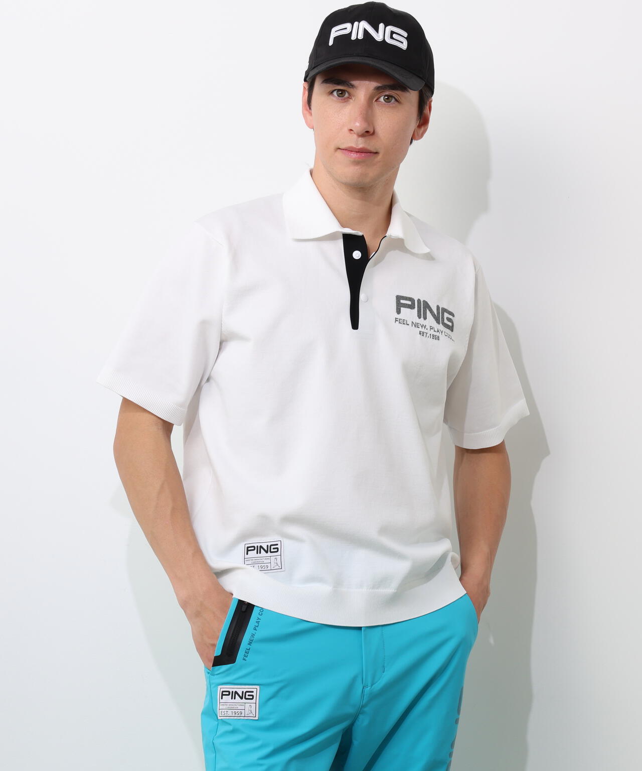 【PING APPAREL】半袖ニットポロシャツ ＜GOLD＞ (MENS)