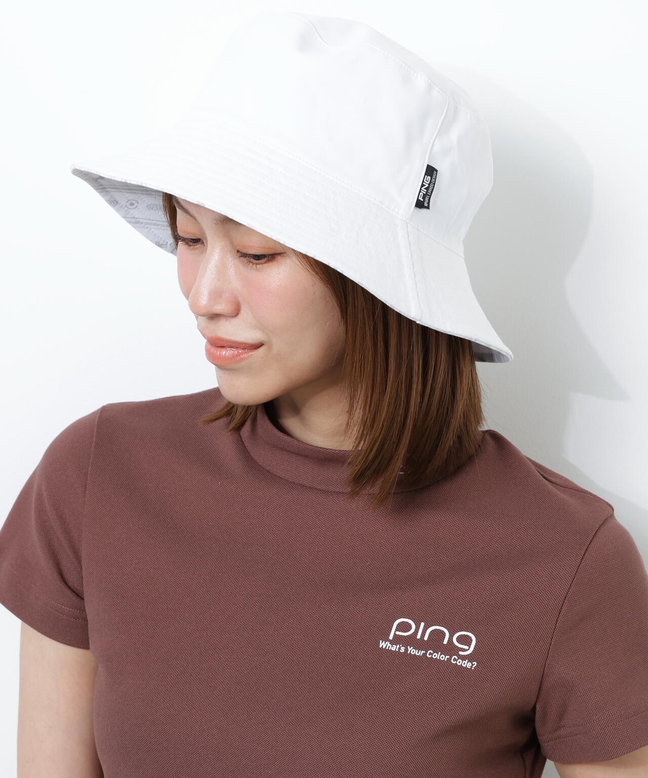 【PING APPAREL】ストライプ総柄プリントリバーシブルハット ＜NATIVE＞(UNISEX)