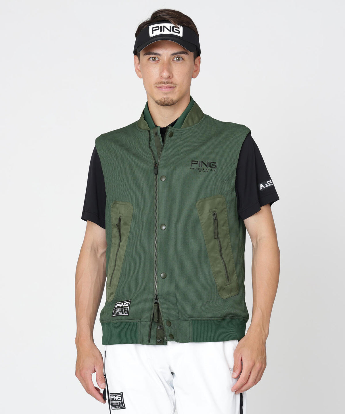 【PING APPAREL】ワッフルフルジップベスト ＜GOLD＞ (MENS)