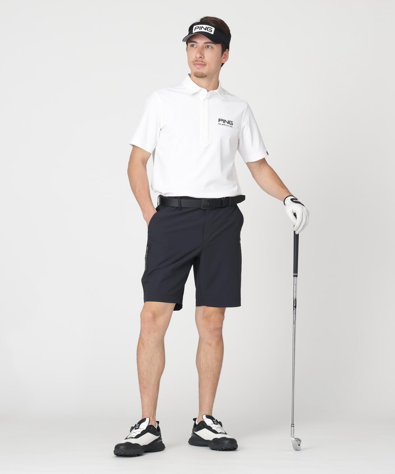 ［PING APPAREL］［吸水速乾］全方向ストレッチシアサッカー半袖ポロシャツ (MENS)