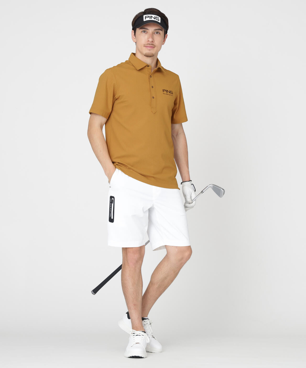 ［PING APPAREL］［吸水速乾］全方向ストレッチシアサッカー半袖ポロシャツ (MENS)