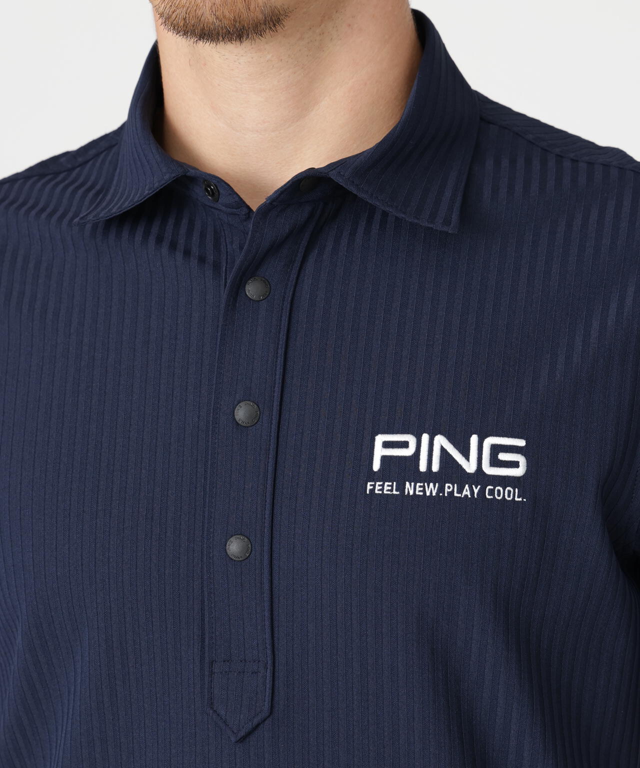 ［PING APPAREL］［吸水速乾］全方向ストレッチシアサッカー半袖ポロシャツ (MENS)