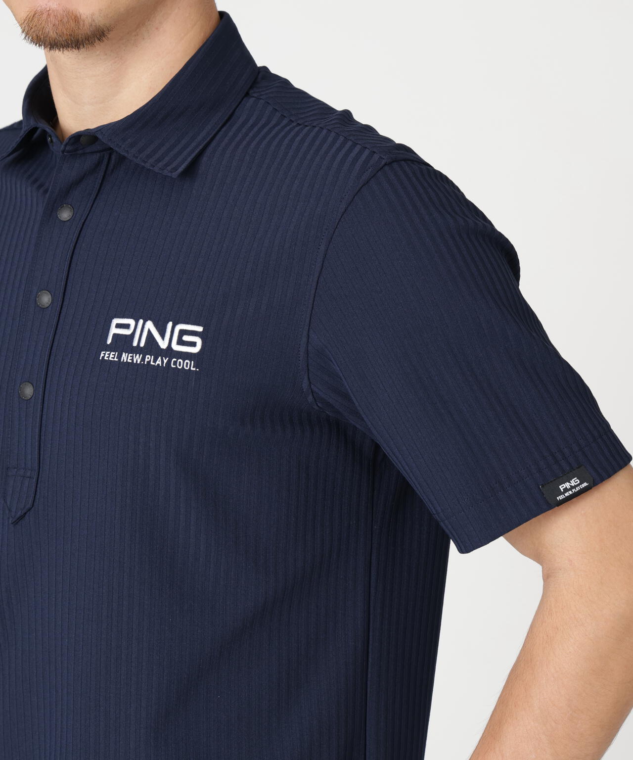 ［PING APPAREL］［吸水速乾］全方向ストレッチシアサッカー半袖ポロシャツ (MENS)