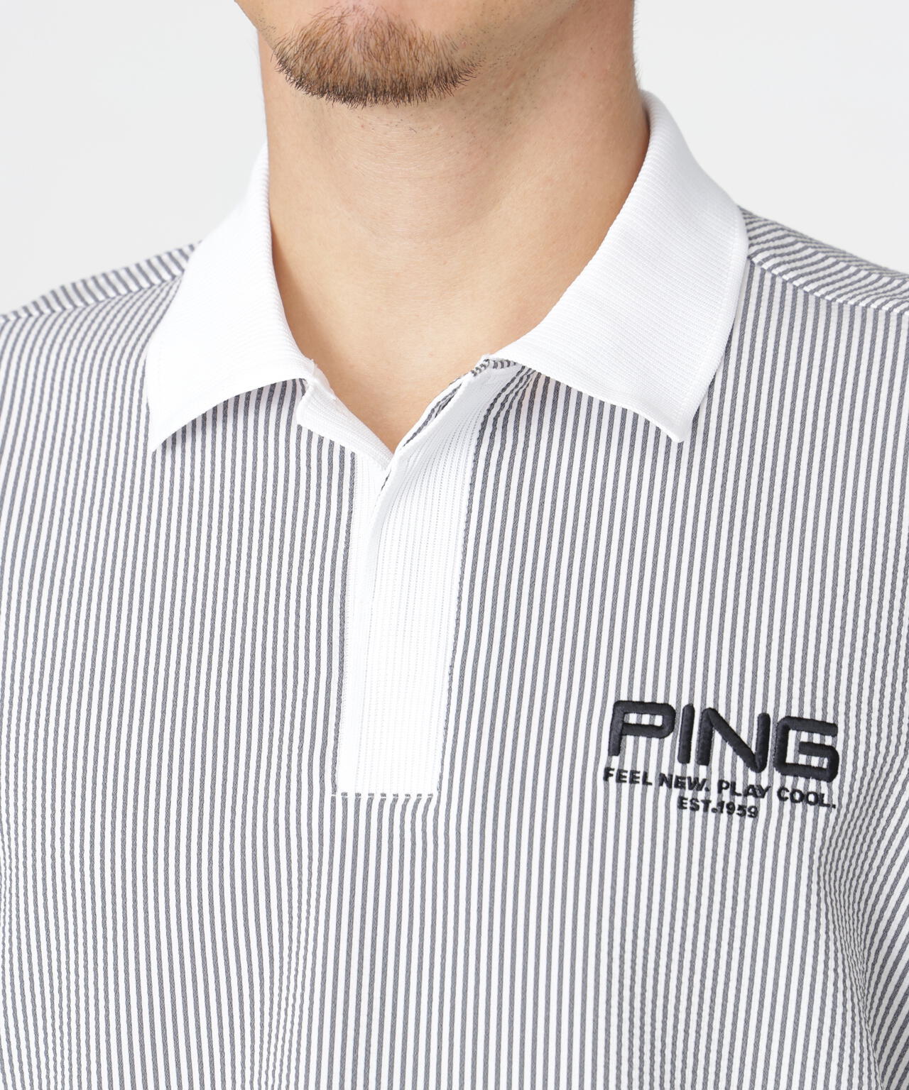 ［PING APPAREL］［撥水］シアサッカー半袖ポロシャツ ＜GOLD＞ (MENS)