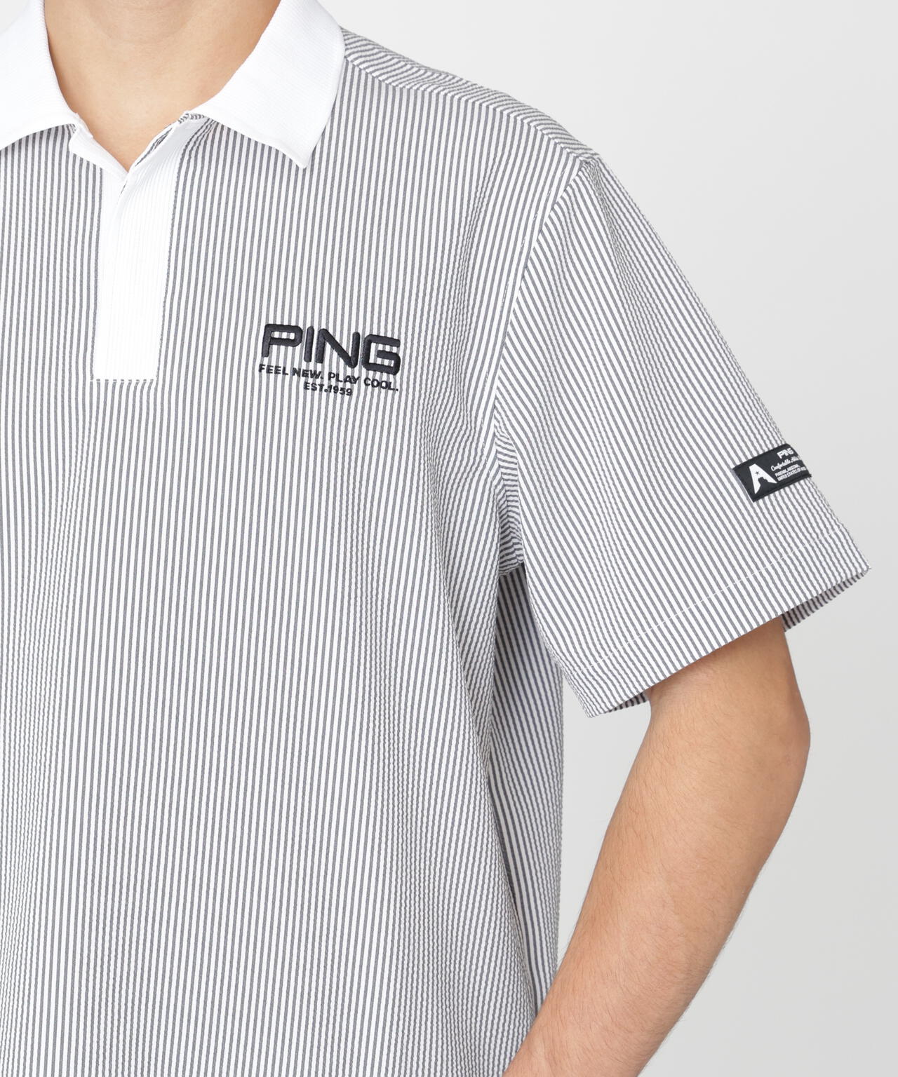 ［PING APPAREL］［撥水］シアサッカー半袖ポロシャツ ＜GOLD＞ (MENS)