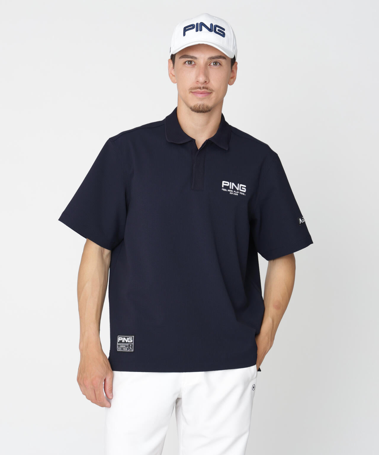 ［PING APPAREL］［撥水］シアサッカー半袖ポロシャツ ＜GOLD＞ (MENS)