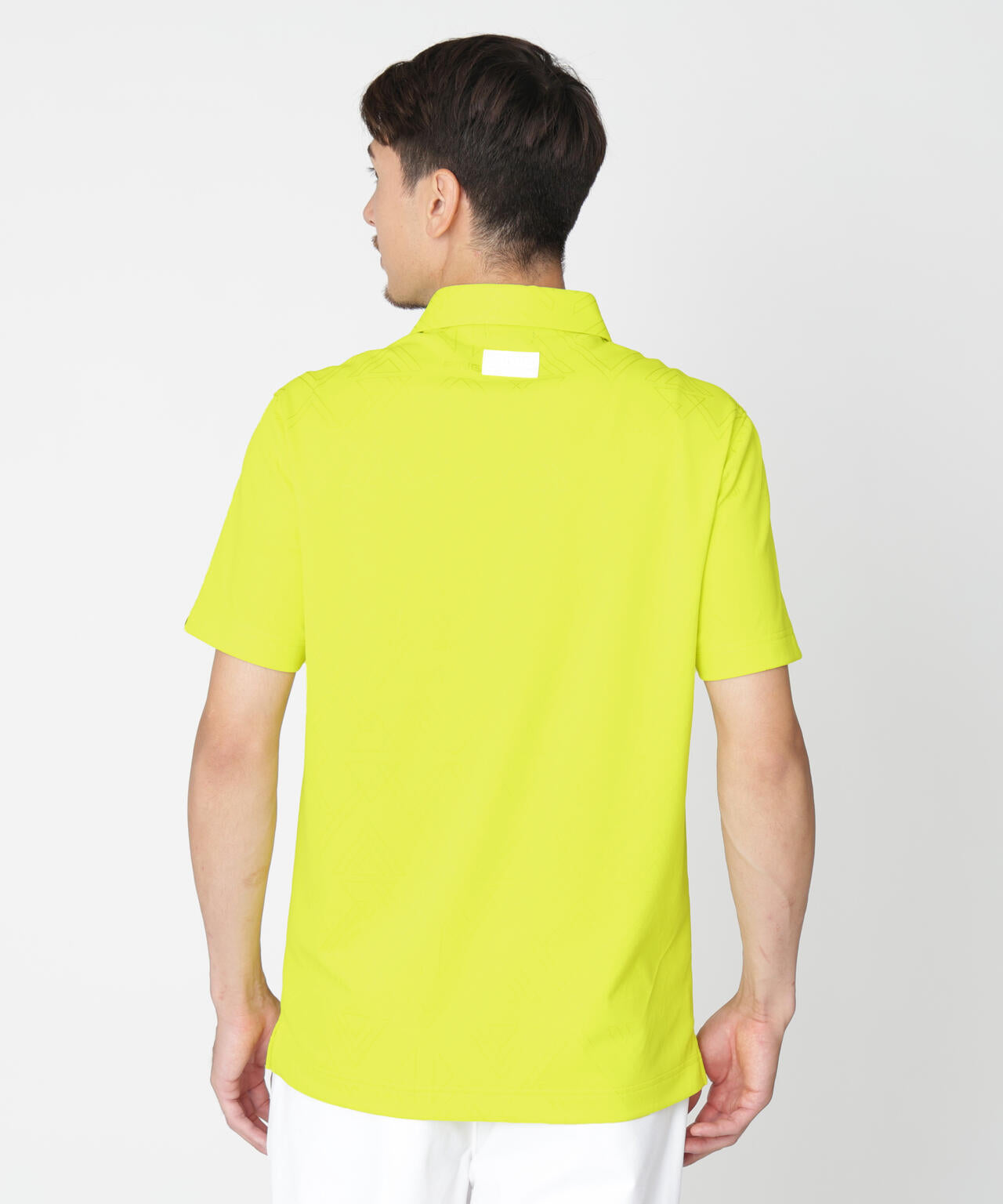 ［PING APPAREL］［吸水速乾・ストレッチ］三角幾何学柄ジャガード半袖ポロシャツ (MENS)