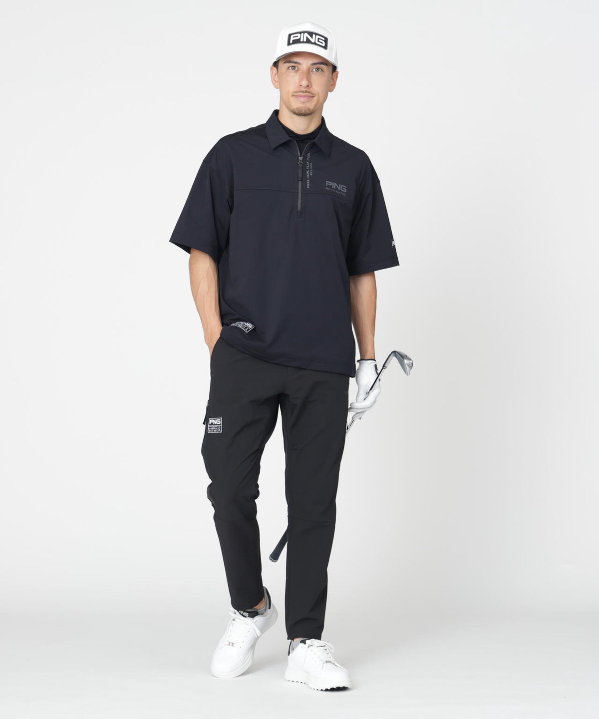 【PING APPAREL】半袖ハーフジップシャツ ＜GOLD＞ (MENS)