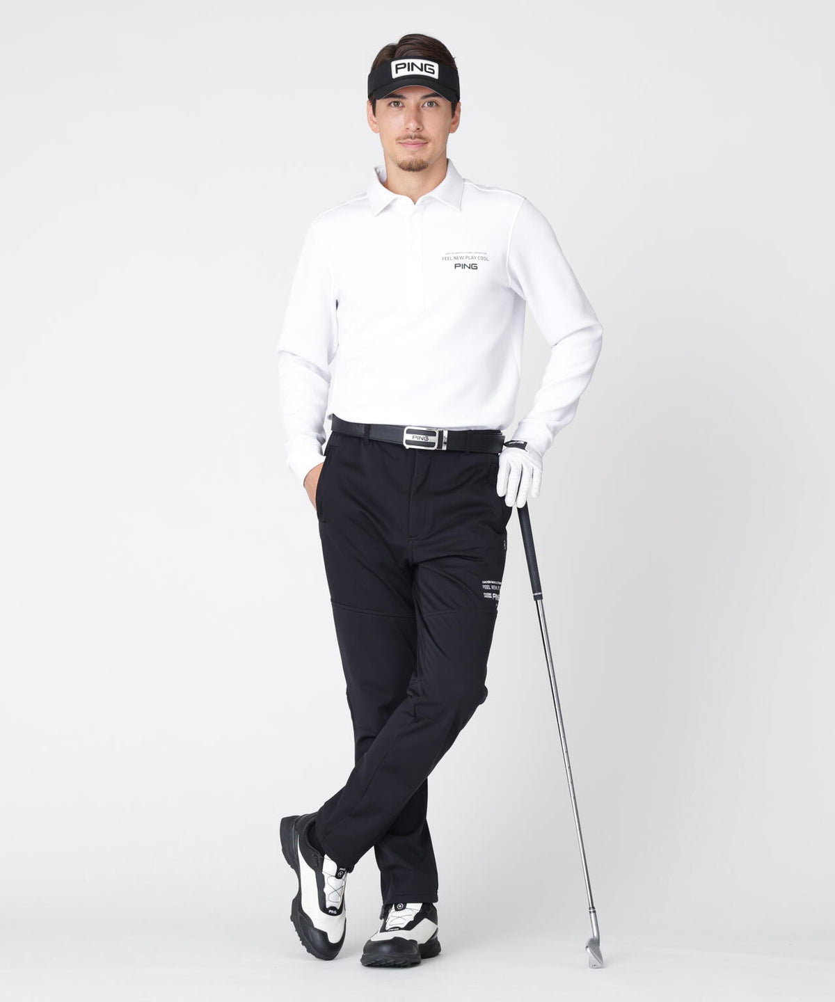 [PING APPAREL] 裏メッシュダンボール長袖ポロシャツ (MENS)