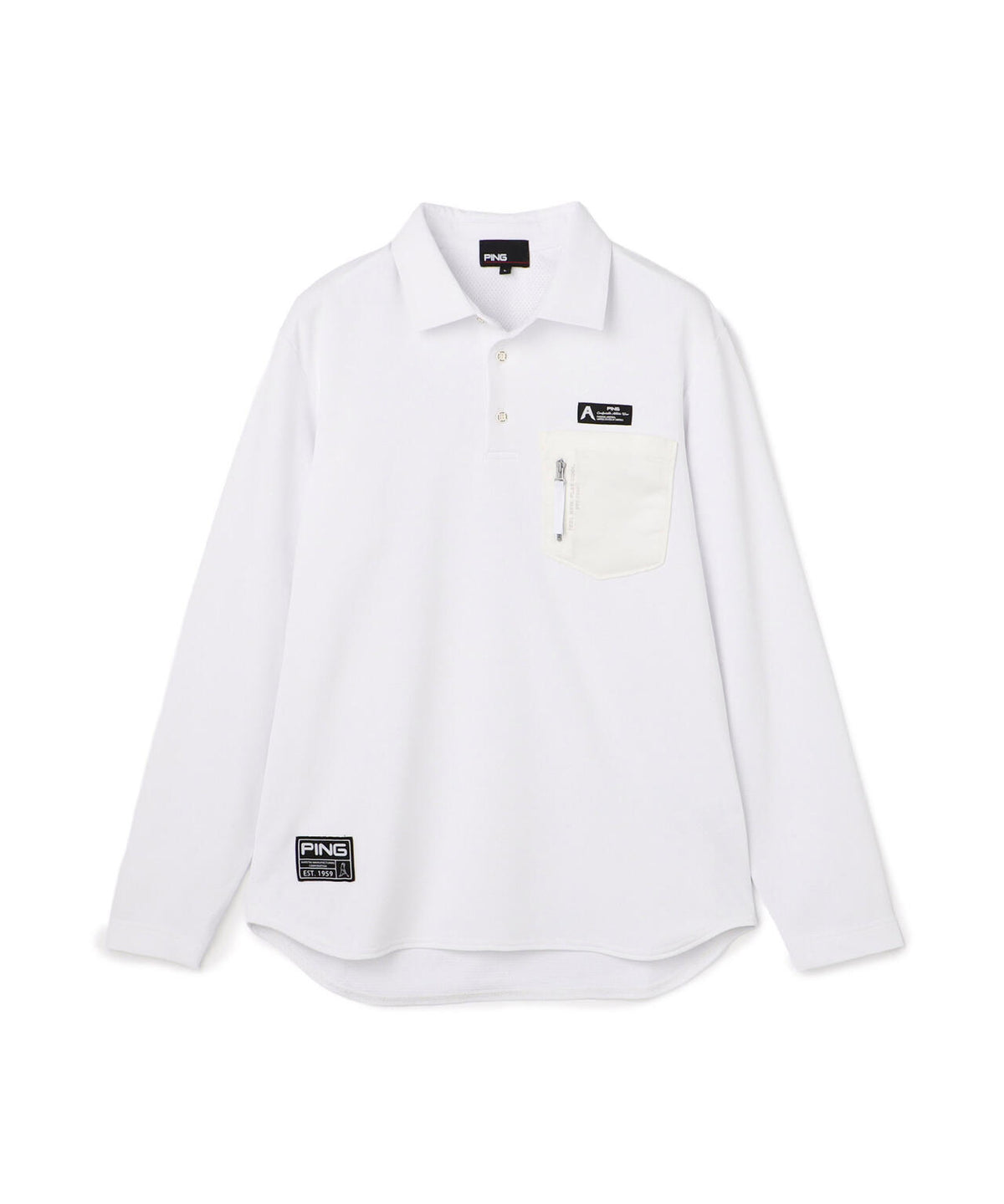 [PING APPAREL] メッシュリバーニット長袖ポロシャツ ＜GOLD＞ (MENS)