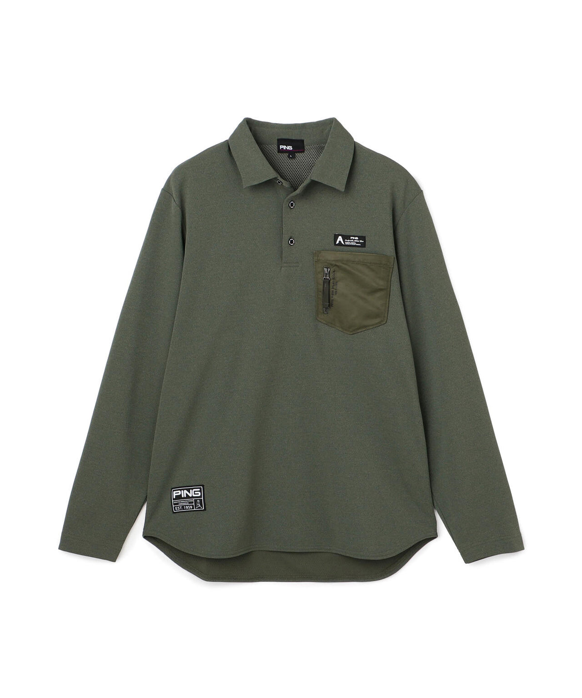[PING APPAREL] メッシュリバーニット長袖ポロシャツ ＜GOLD＞ (MENS)