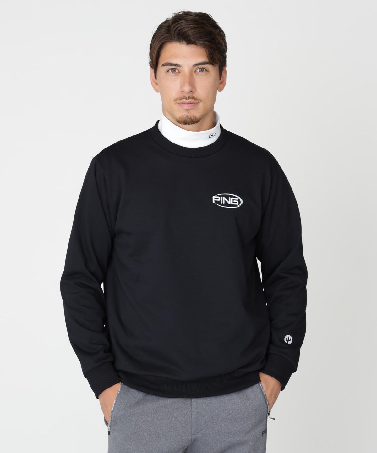 ［PING APPAREL］［吸水速乾・UVケア］10カラーMr.PINGダンシングロゴクルーネックプルオーバー (MENS)