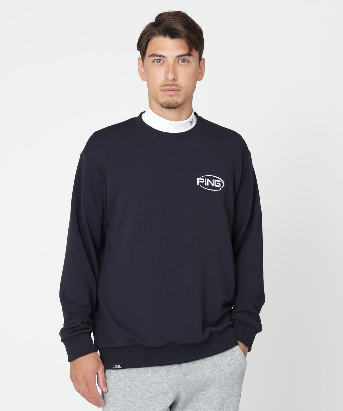 ［PING APPAREL］［吸水速乾・UVケア］10カラーMr.PINGダンシングロゴクルーネックプルオーバー (MENS)