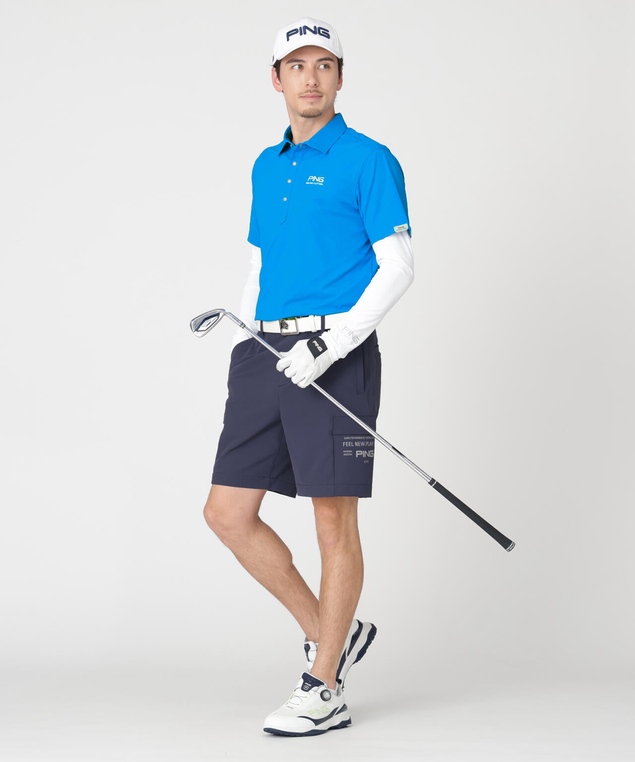 ［PING APPAREL］［UVカット・接触冷感］ベア天竺長袖Uネックインナー (MENS)
