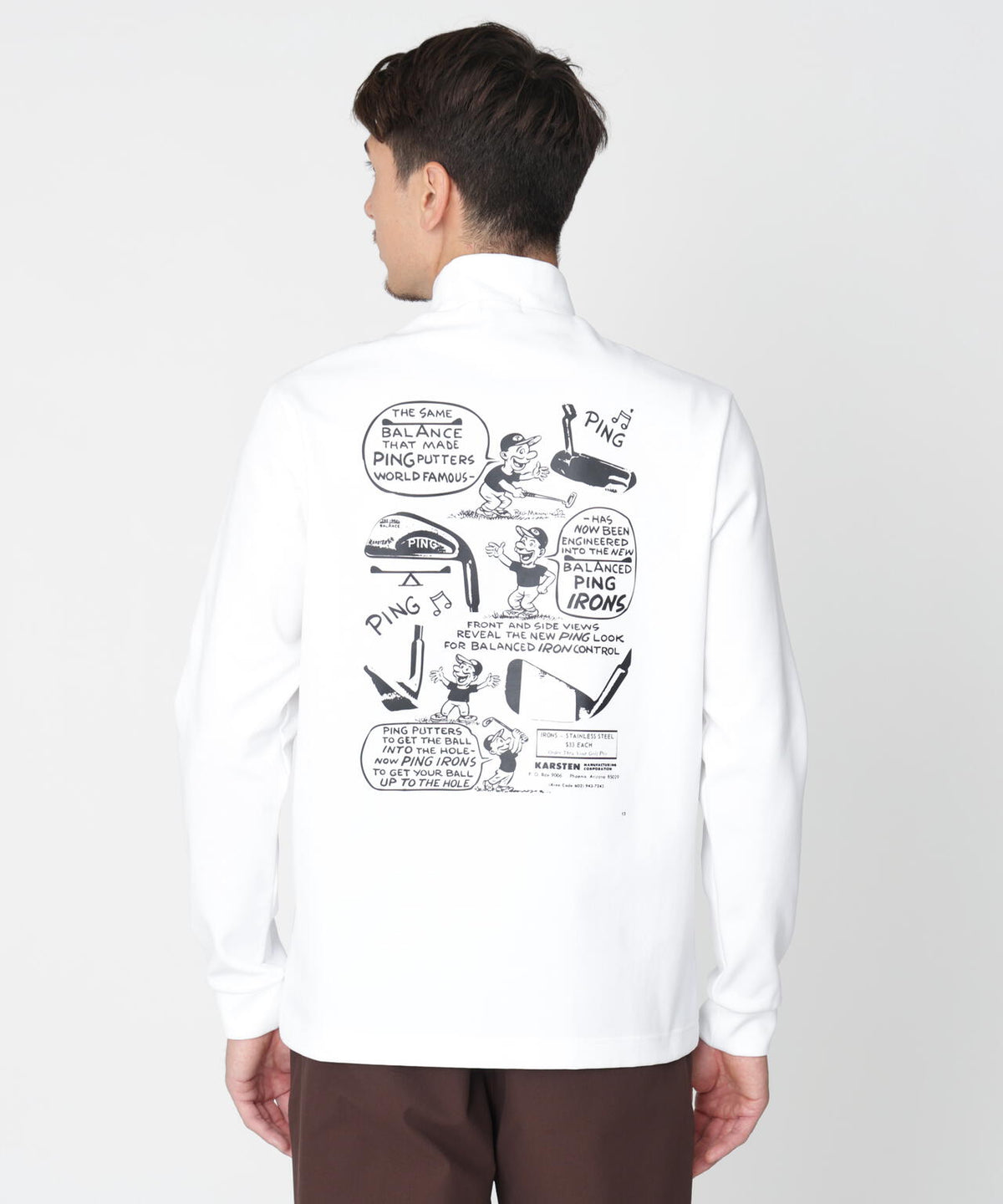 【PING APPAREL】スパンライクポンチ長袖ハイネックシャツ (MENS)