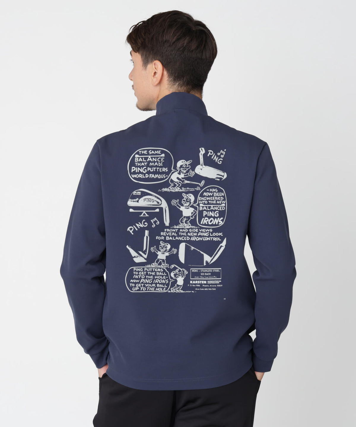 【PING APPAREL】スパンライクポンチ長袖ハイネックシャツ (MENS)