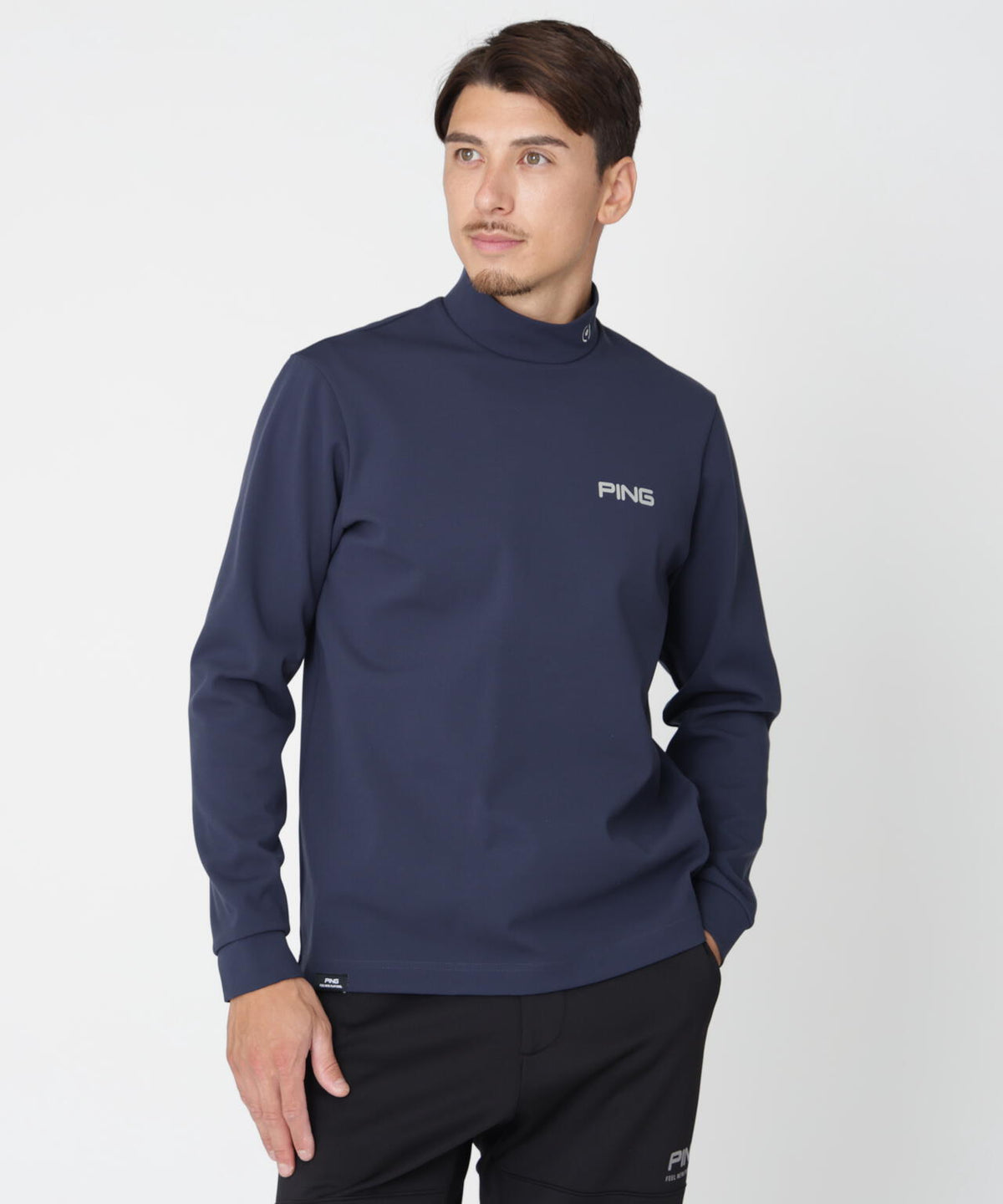 【PING APPAREL】スパンライクポンチ長袖ハイネックシャツ (MENS)