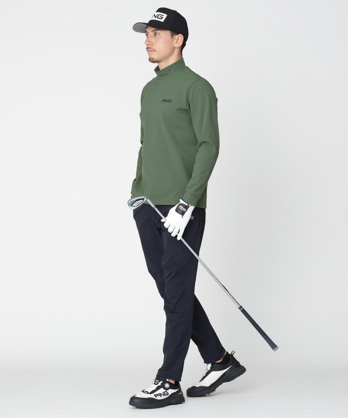 【PING APPAREL】スパンライクポンチ長袖ハイネックシャツ (MENS)