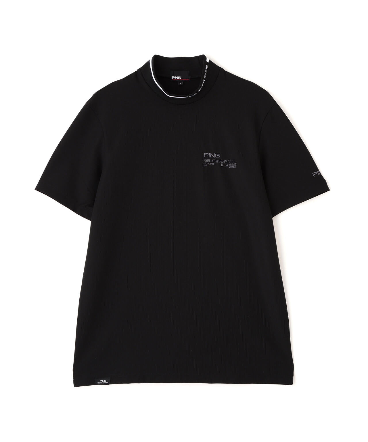 ［PING APPAREL］［接触冷感・UVカット］ワッフルロゴジャカード襟ハイネックシャツ (MENS)