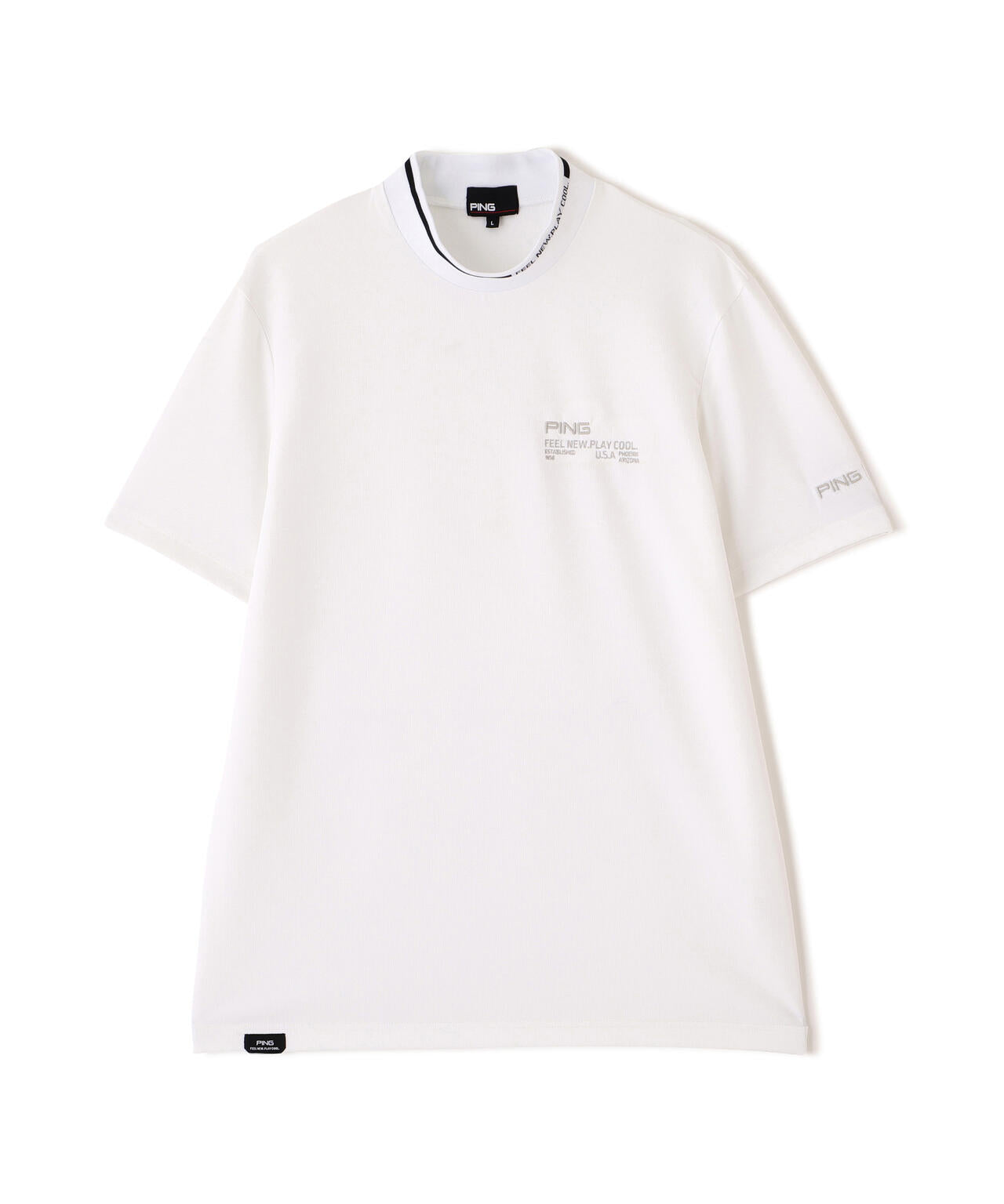 ［PING APPAREL］［接触冷感・UVカット］ワッフルロゴジャカード襟ハイネックシャツ (MENS)
