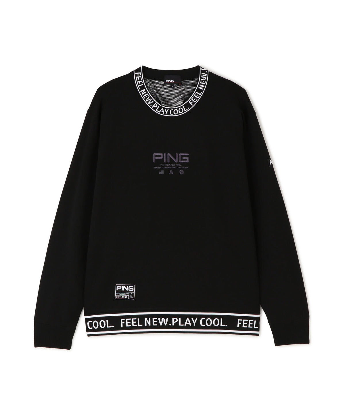 [PING APPAREL] 薄手防風裏付きクルーネックニットプルオーバー ＜GOLD＞ (MENS)