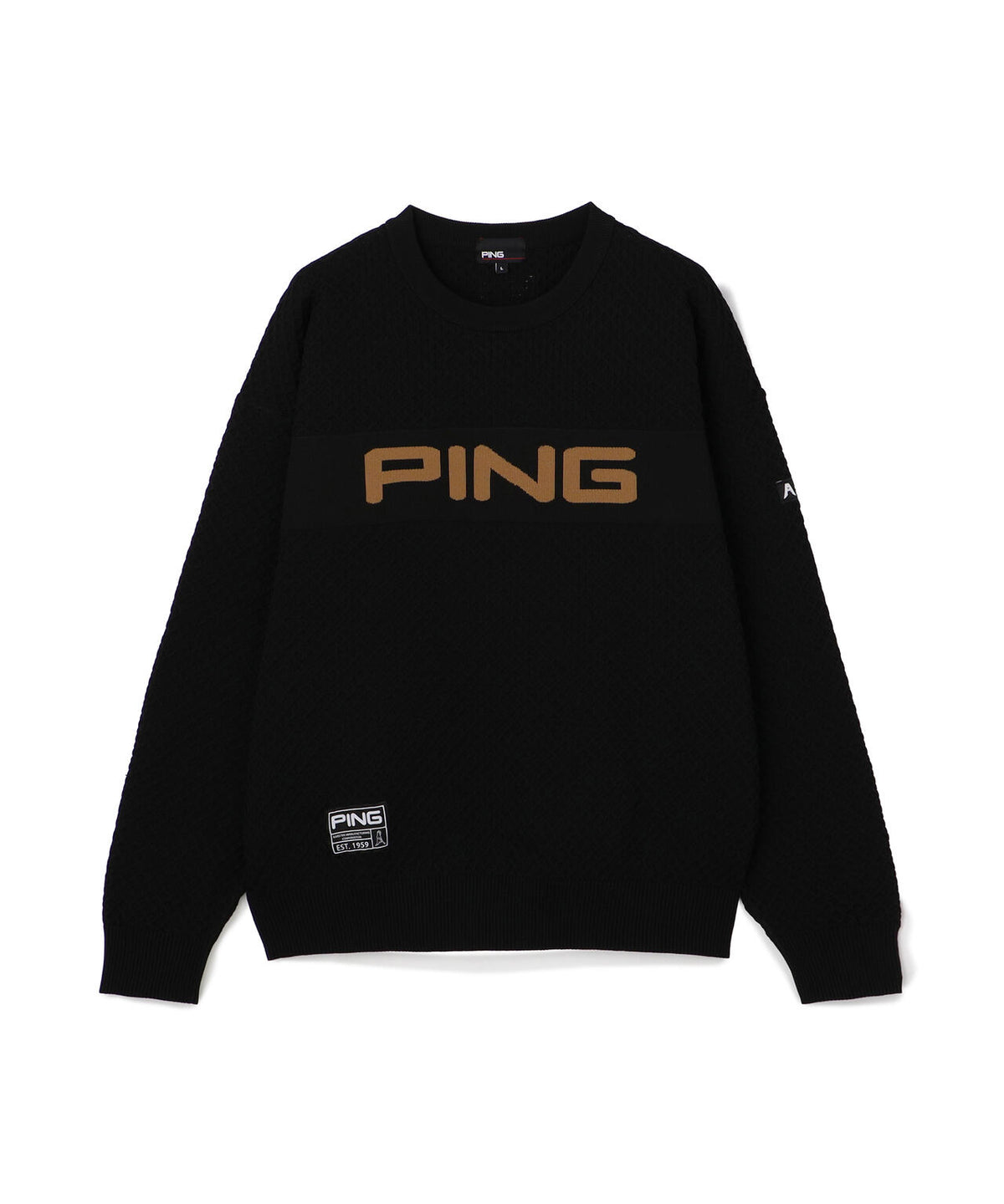 [PING APPAREL] ハニカムジャカードクルーネックニットプルオーバー ＜GOLD＞ (MENS)