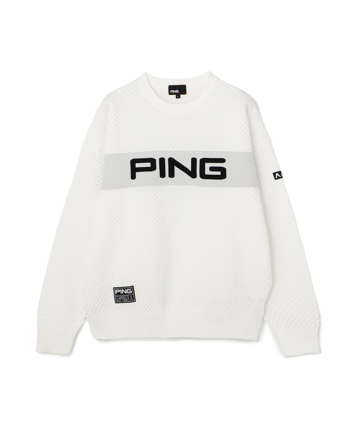 [PING APPAREL] ハニカムジャカードクルーネックニットプルオーバー ＜GOLD＞ (MENS)