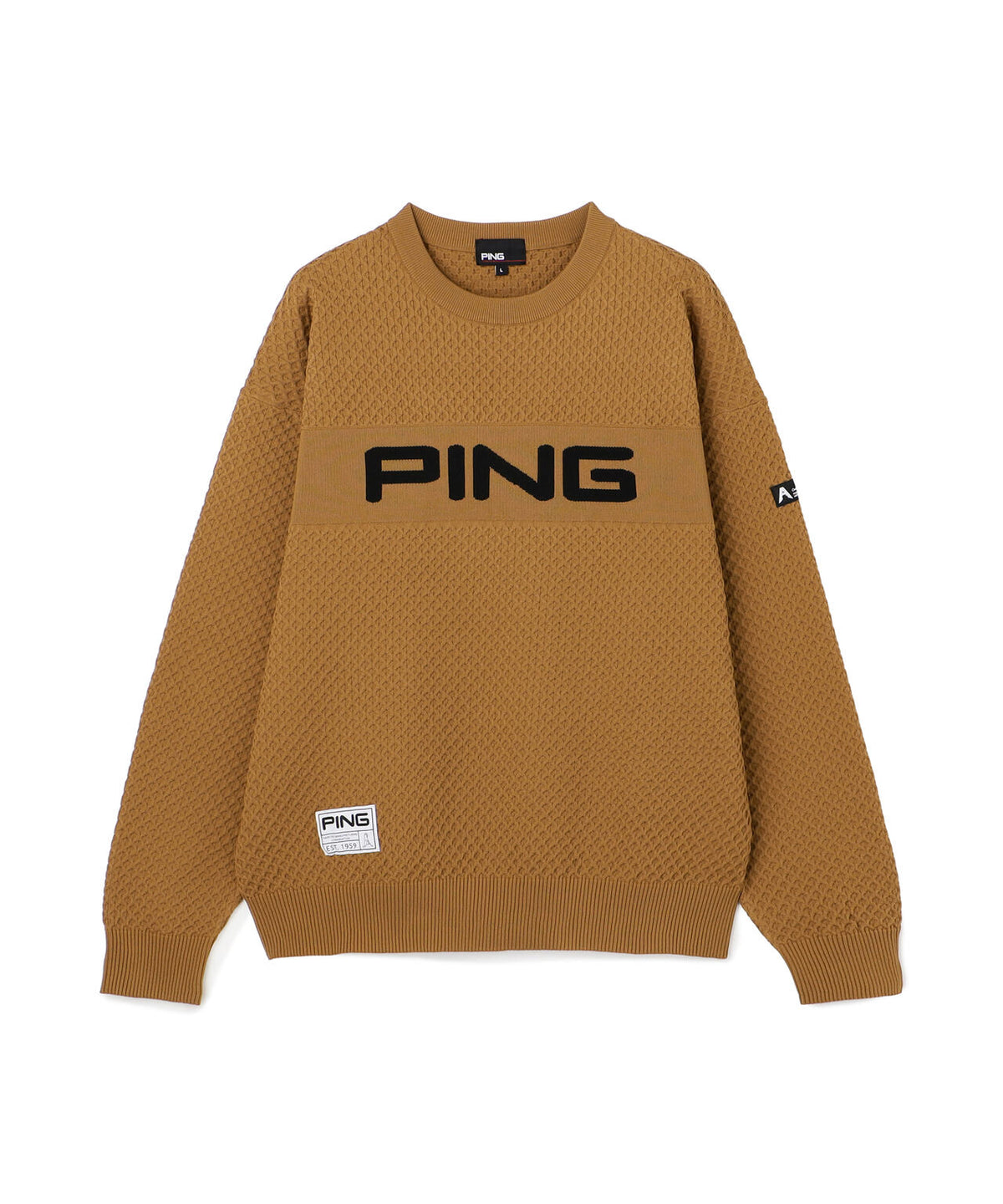 [PING APPAREL] ハニカムジャカードクルーネックニットプルオーバー ＜GOLD＞ (MENS)