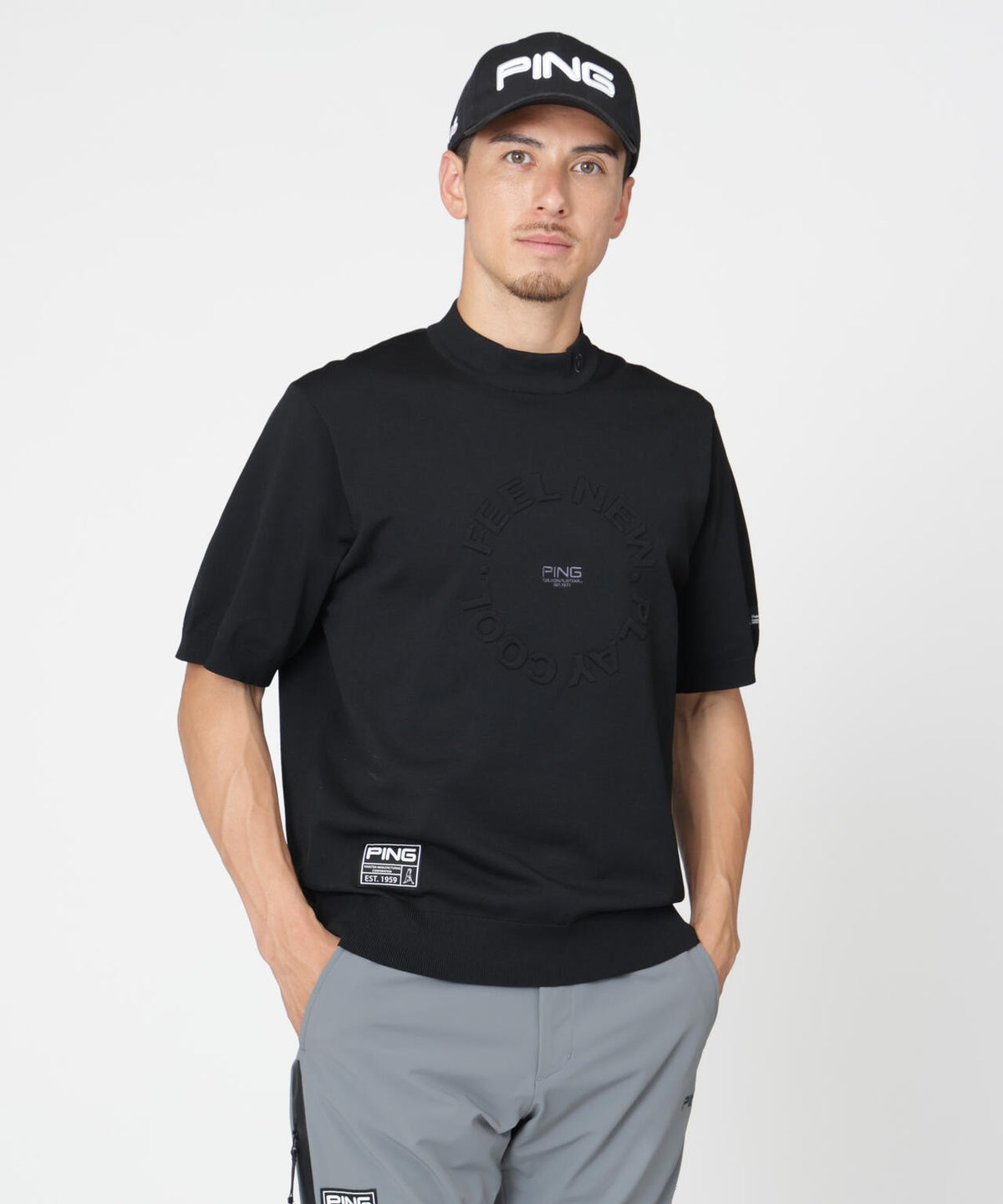 【PING APPAREL】半袖ハイネックニット ＜GOLD＞ (MENS)