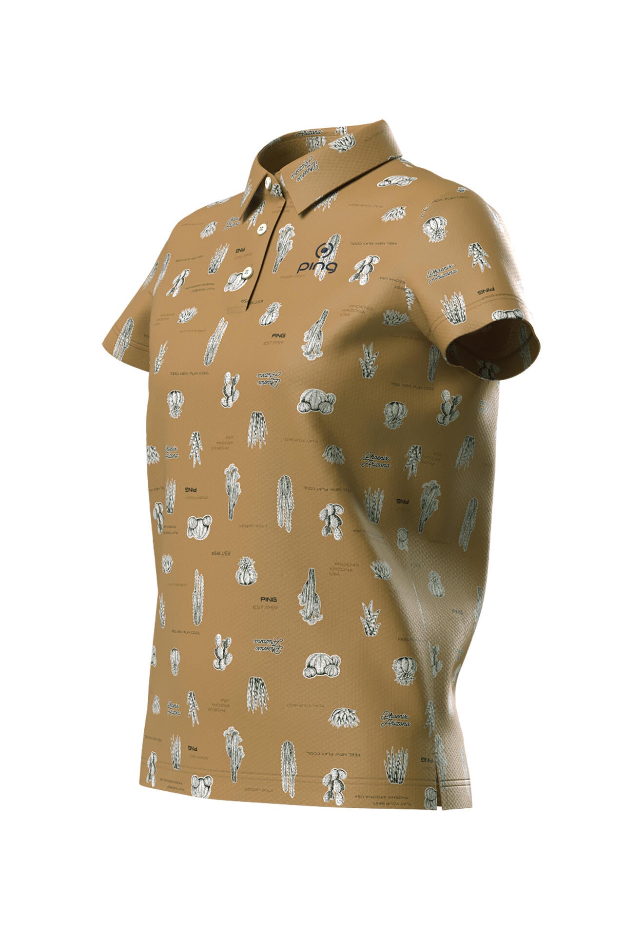 【PING APPAREL】サボテン柄 クイックドライ半袖ポロシャツ ＜NATIVE＞ (LADIES)