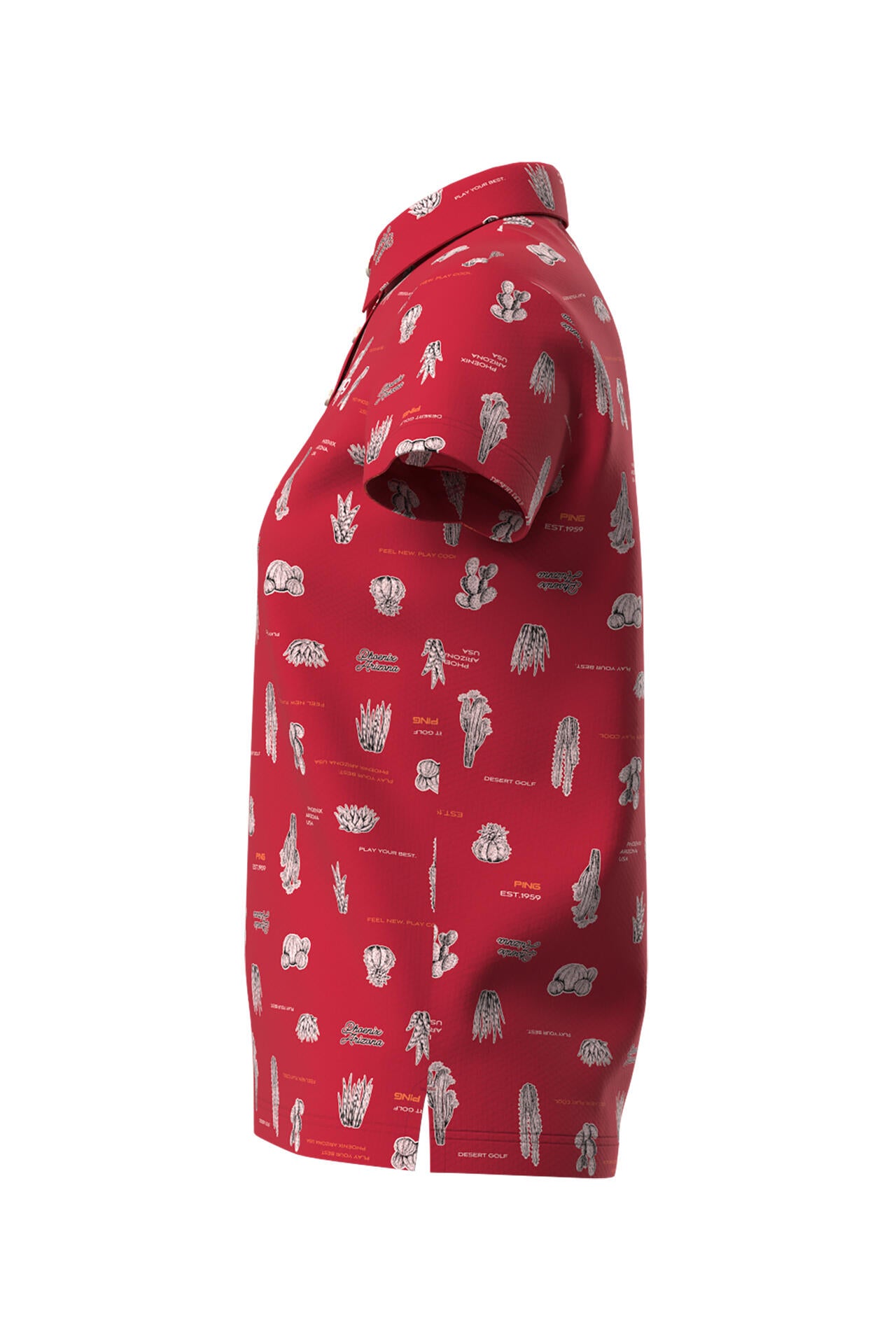 【PING APPAREL】サボテン柄 クイックドライ半袖ポロシャツ ＜NATIVE＞ (LADIES)