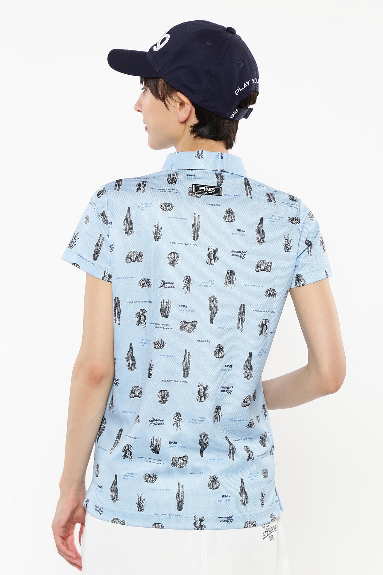 【PING APPAREL】サボテン柄 クイックドライ半袖ポロシャツ ＜NATIVE＞ (LADIES)