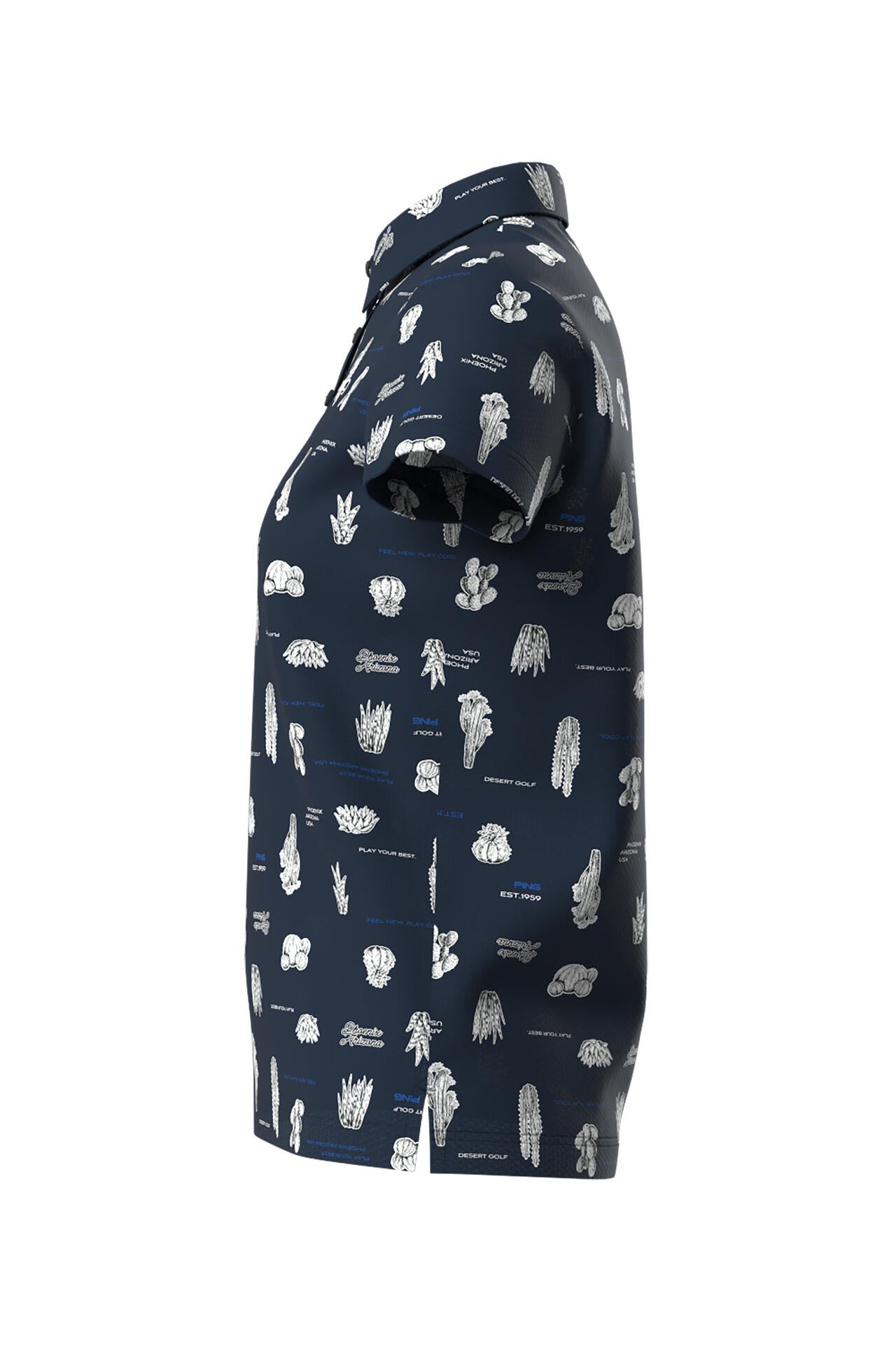 【PING APPAREL】サボテン柄 クイックドライ半袖ポロシャツ ＜NATIVE＞ (LADIES)