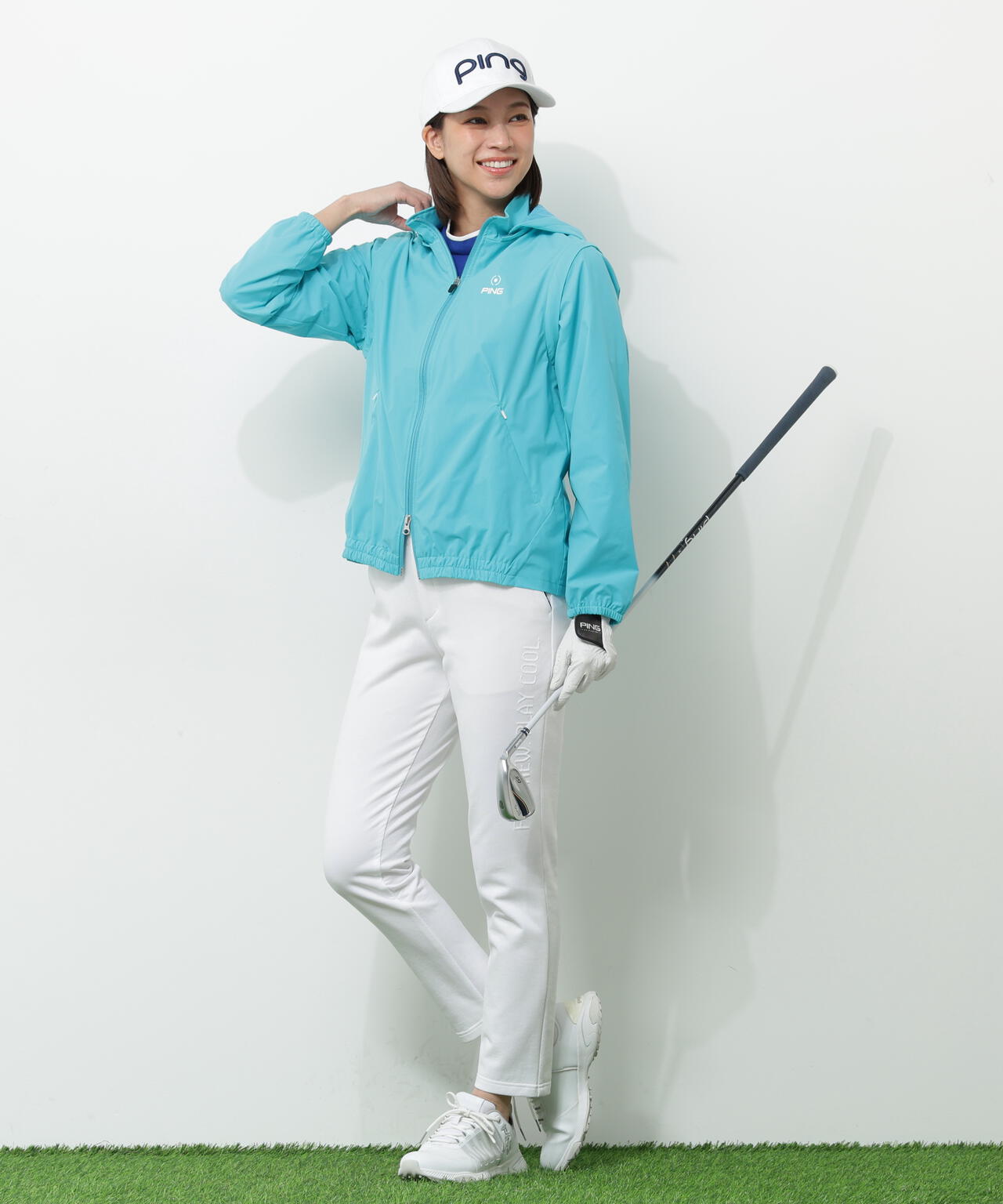 【PING APPAREL】全方向ストレッチ 接結裏メッシュスウェットテーパードパンツ ＜GOLD＞ (LADIES)