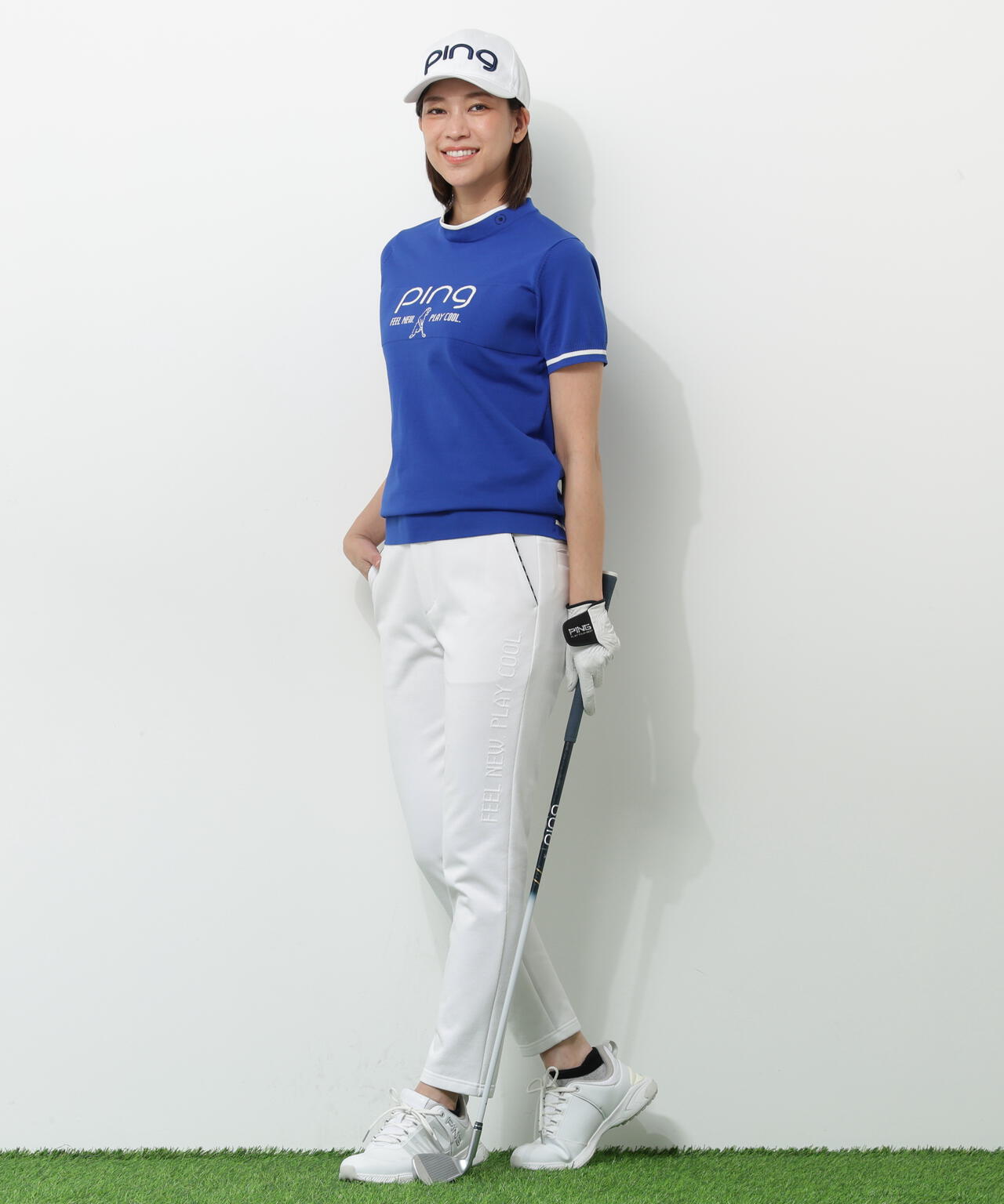 【PING APPAREL】全方向ストレッチ 接結裏メッシュスウェットテーパードパンツ ＜GOLD＞ (LADIES)