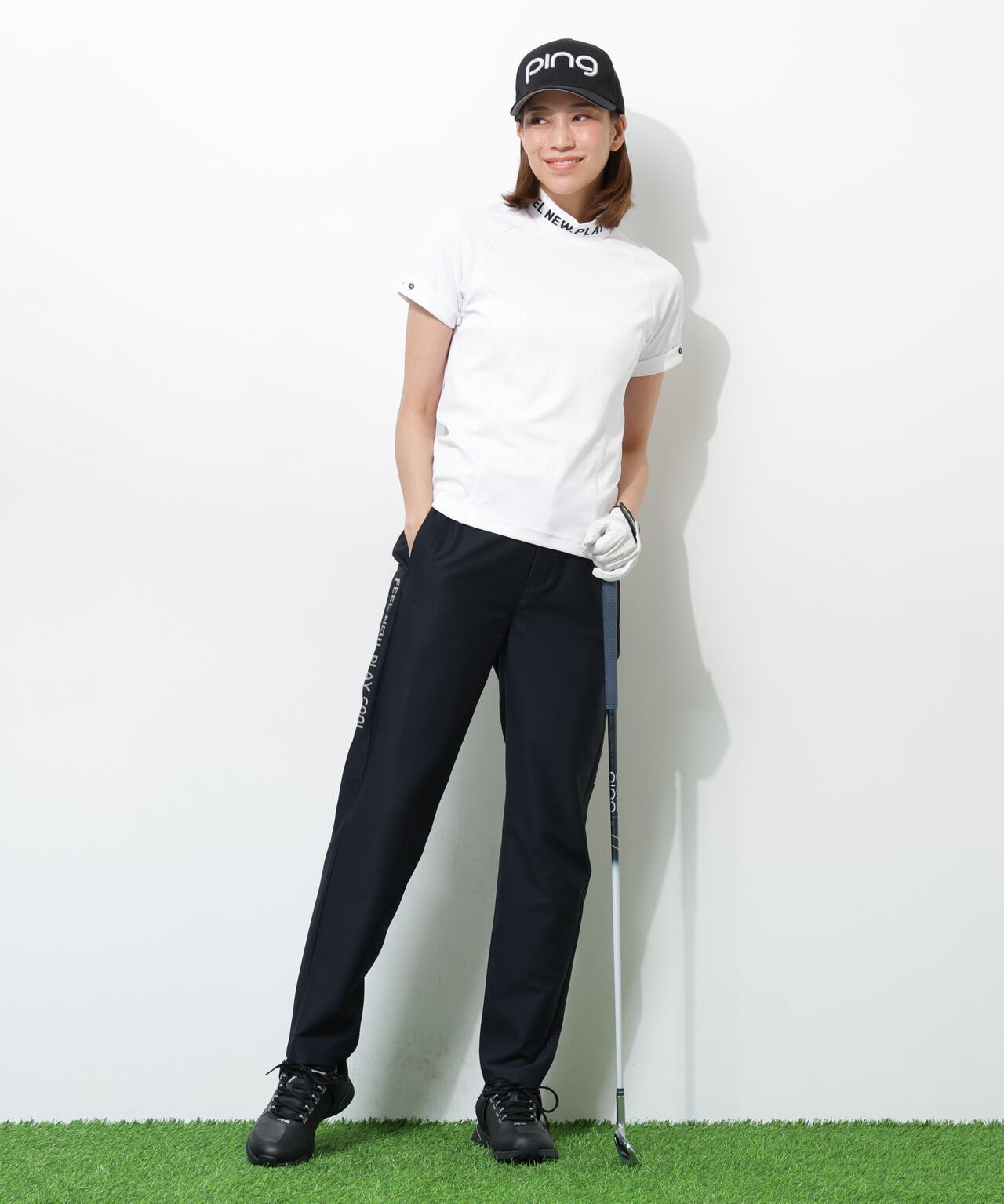 【PING APPAREL】【UVカット・透け防止・ストレッチ】ドビーテーパードパンツ ＜GOLD＞ (LADIES)