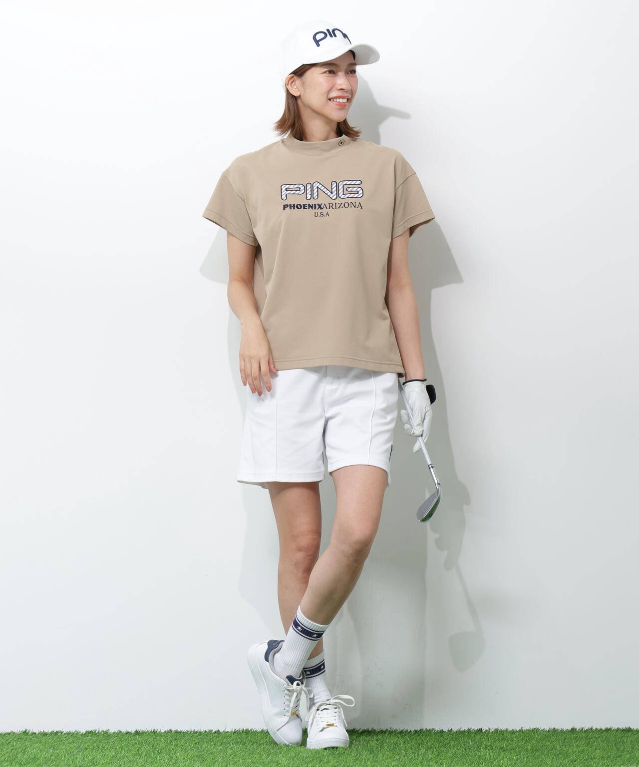 【PING APPAREL】全方向ストレッチダブルフェイスドライミックスアイストーンショートパンツ ＜NATIVE＞ (LADIES)