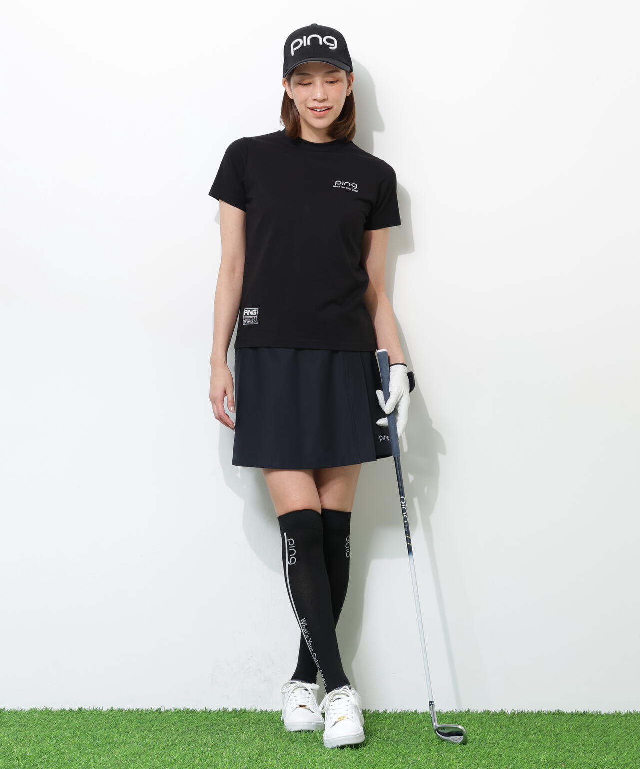 【PING APPAREL】【UVカット・透け防止・ストレッチ】ドビーショートパンツ ＜GOLD＞ (LADIES)