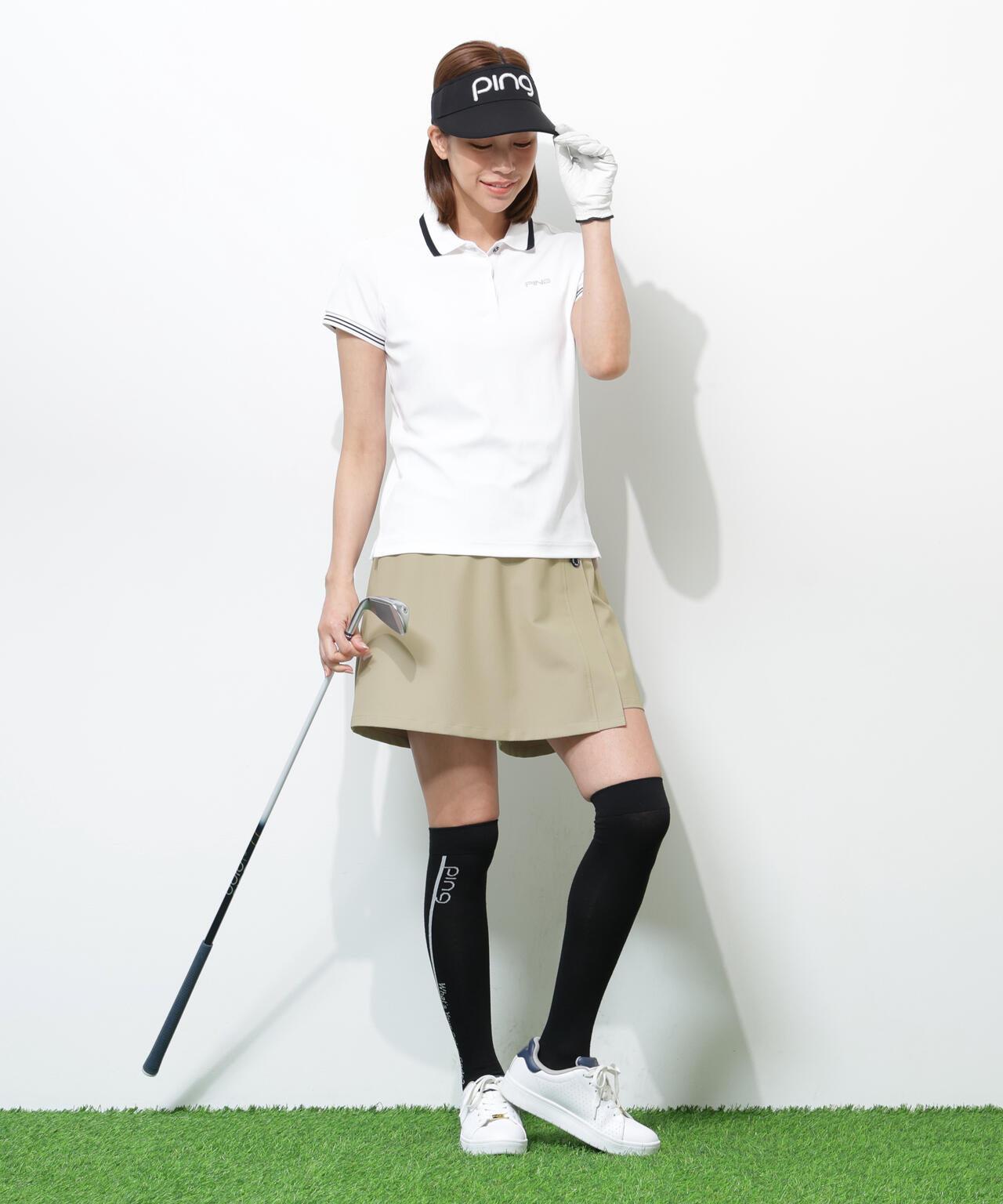 【PING APPAREL】【UVカット・透け防止・ストレッチ】ドビーショートパンツ ＜GOLD＞ (LADIES)