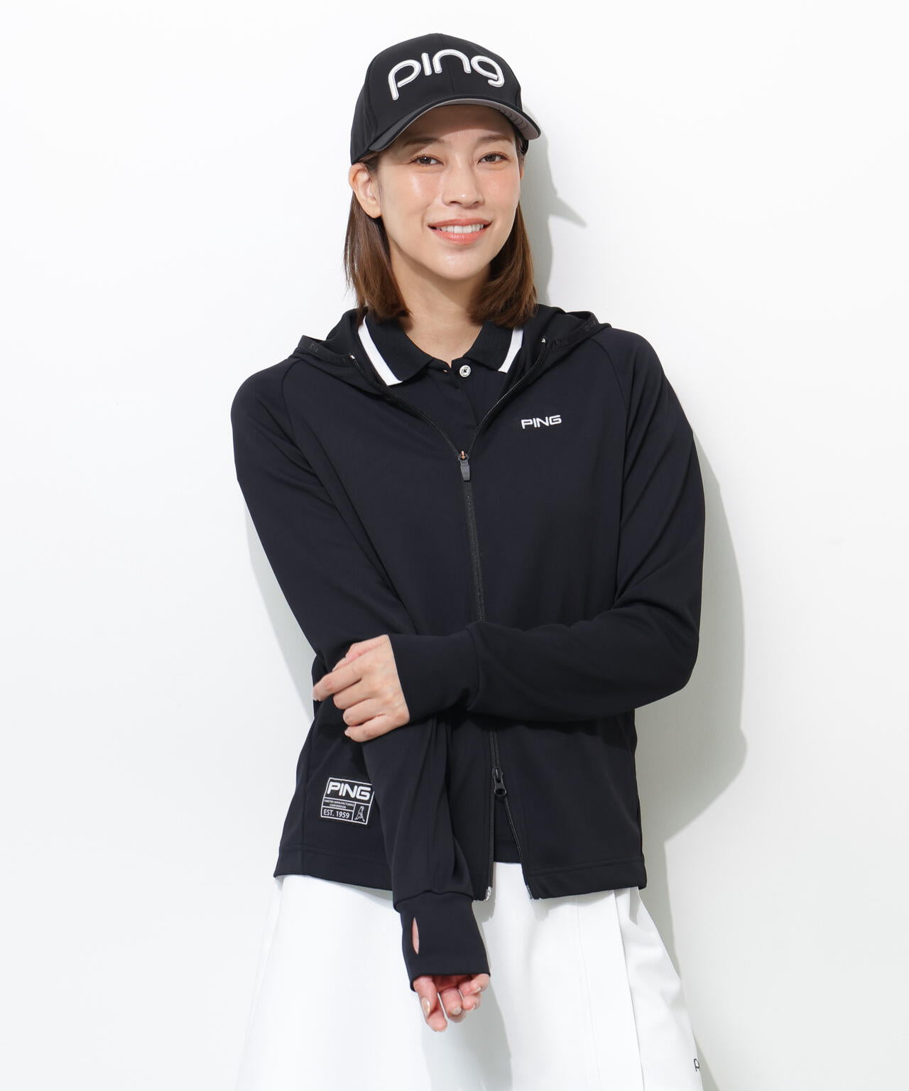 【PING APPAREL】【接触冷感・UVカット】フルジップカットソーフーディ ＜GOLD＞ (LADIES)